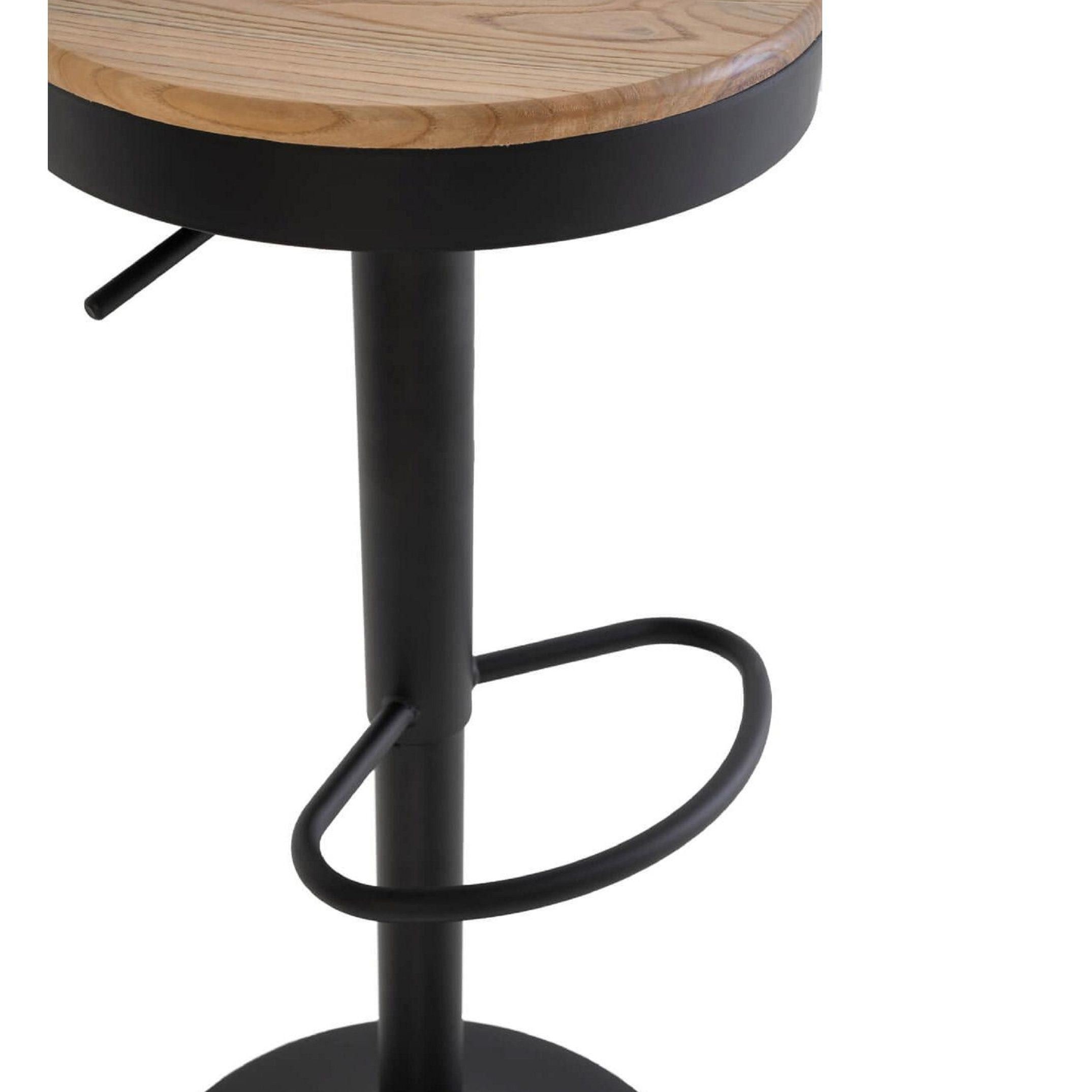 TAMBORETE PRETO/MADEIRA 36X36X58/80CM