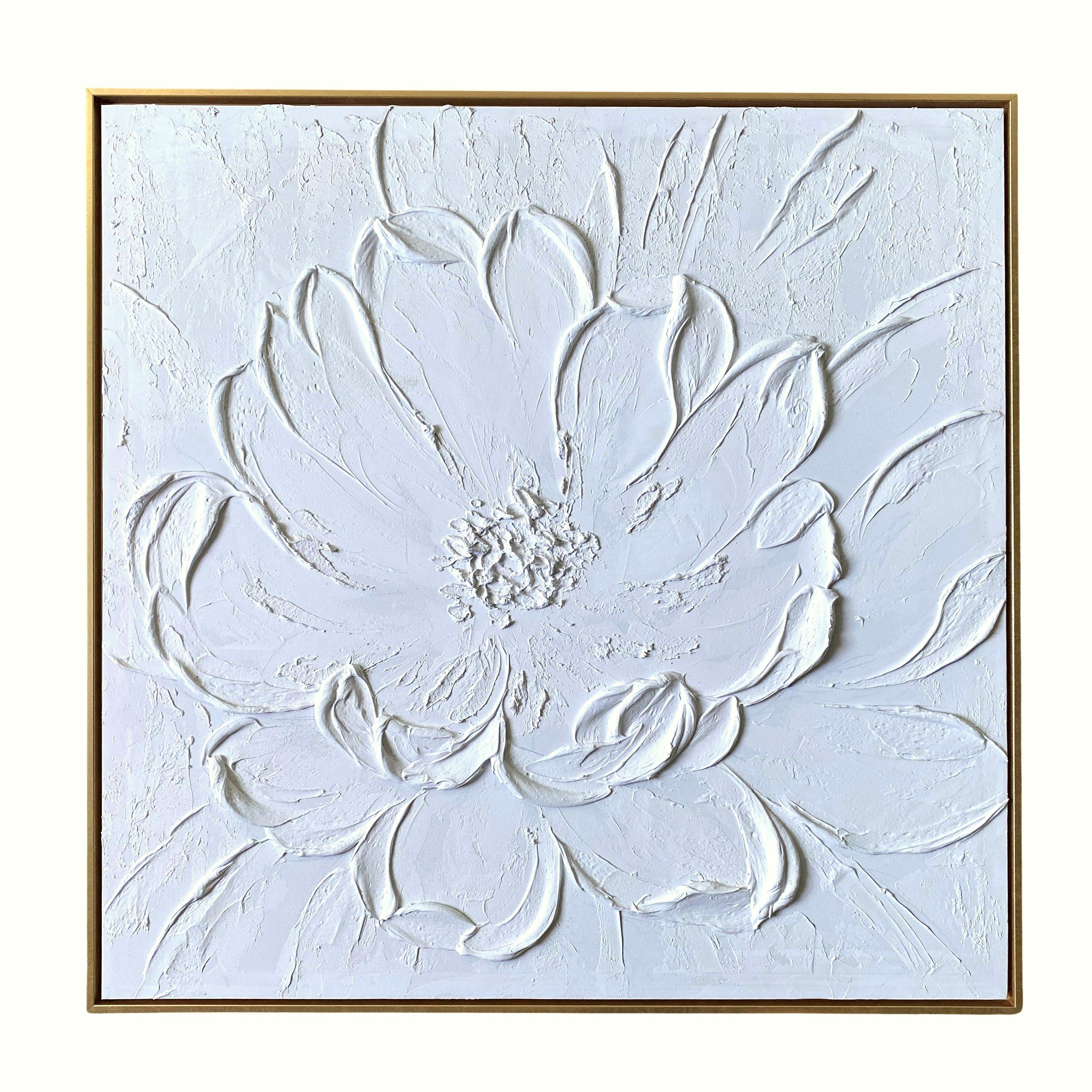 QUADRO FLOR BRANCA 80X80CM
