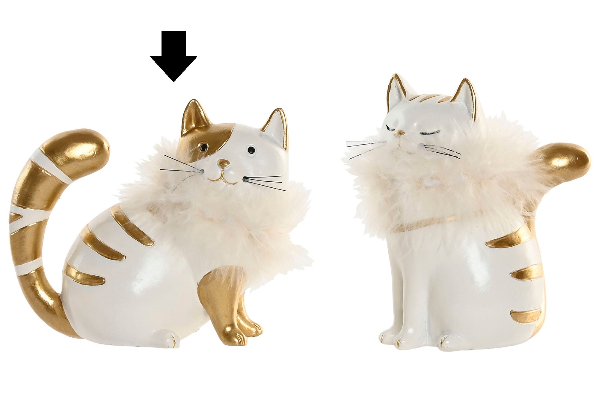 GATO BRANCO/DOURADO 8,5X7,5X11,5Cm