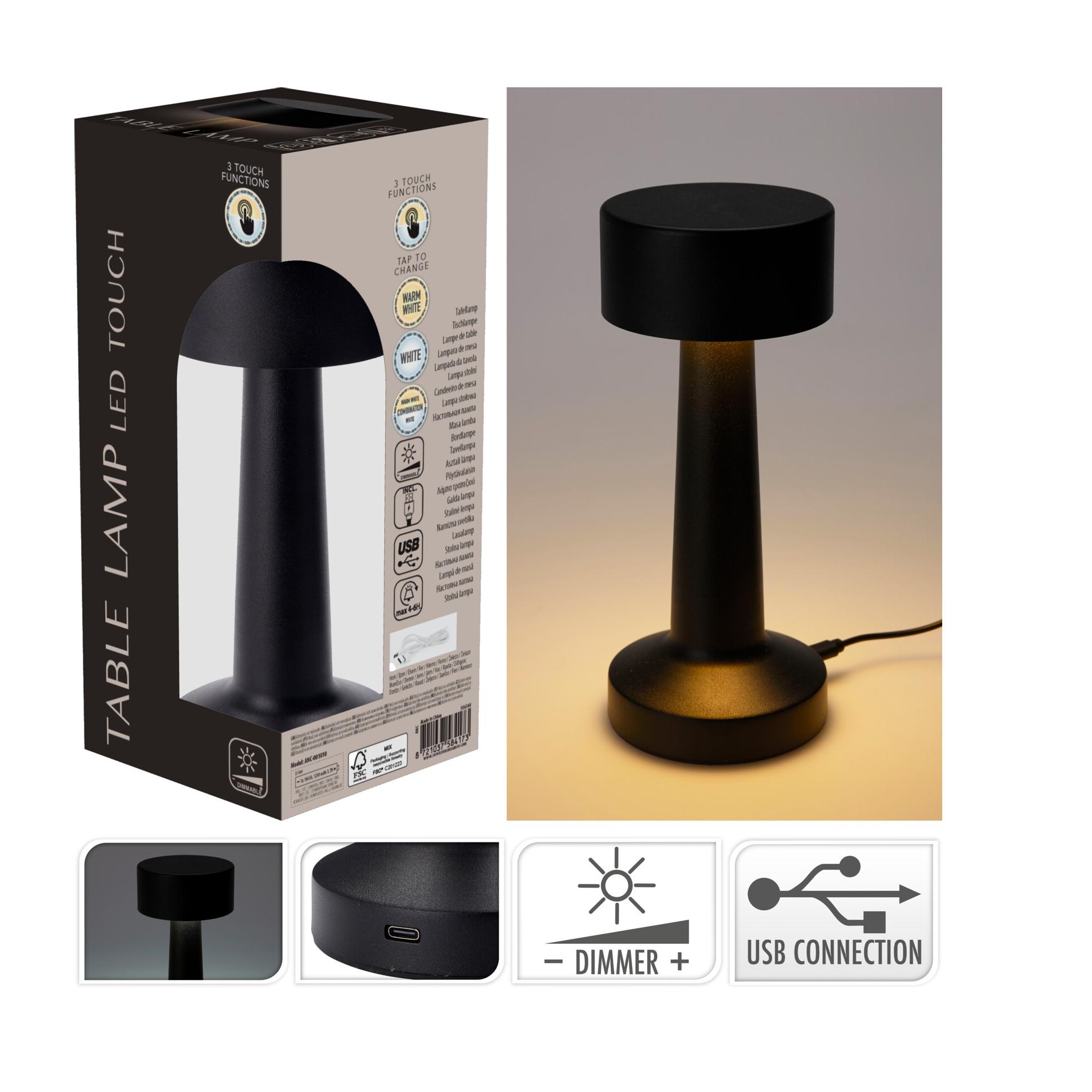 CANDEEIRO TOUCH PRETO 8x21CM