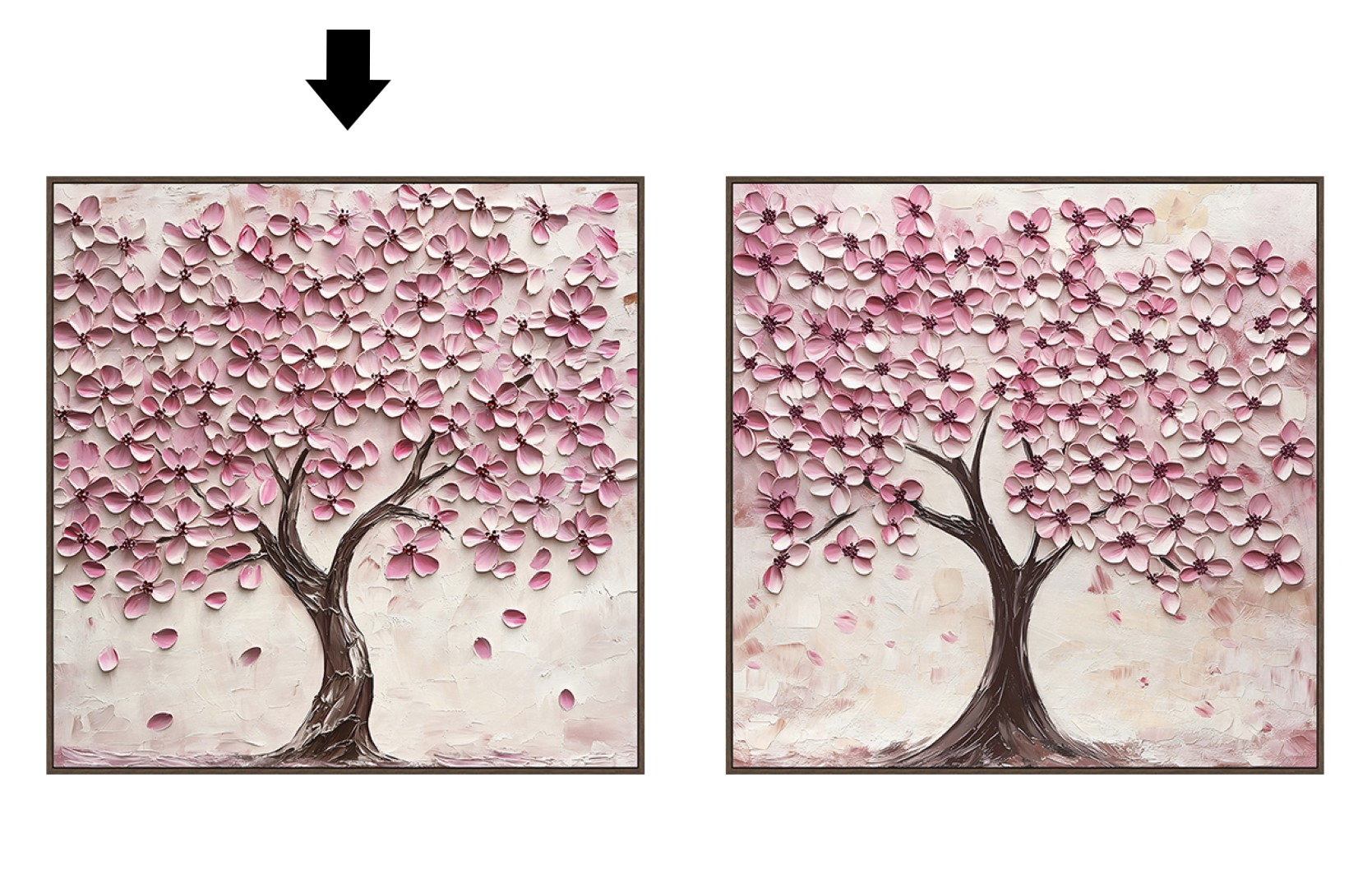 QUADRO ÁRVORE ROSA 100X100CM