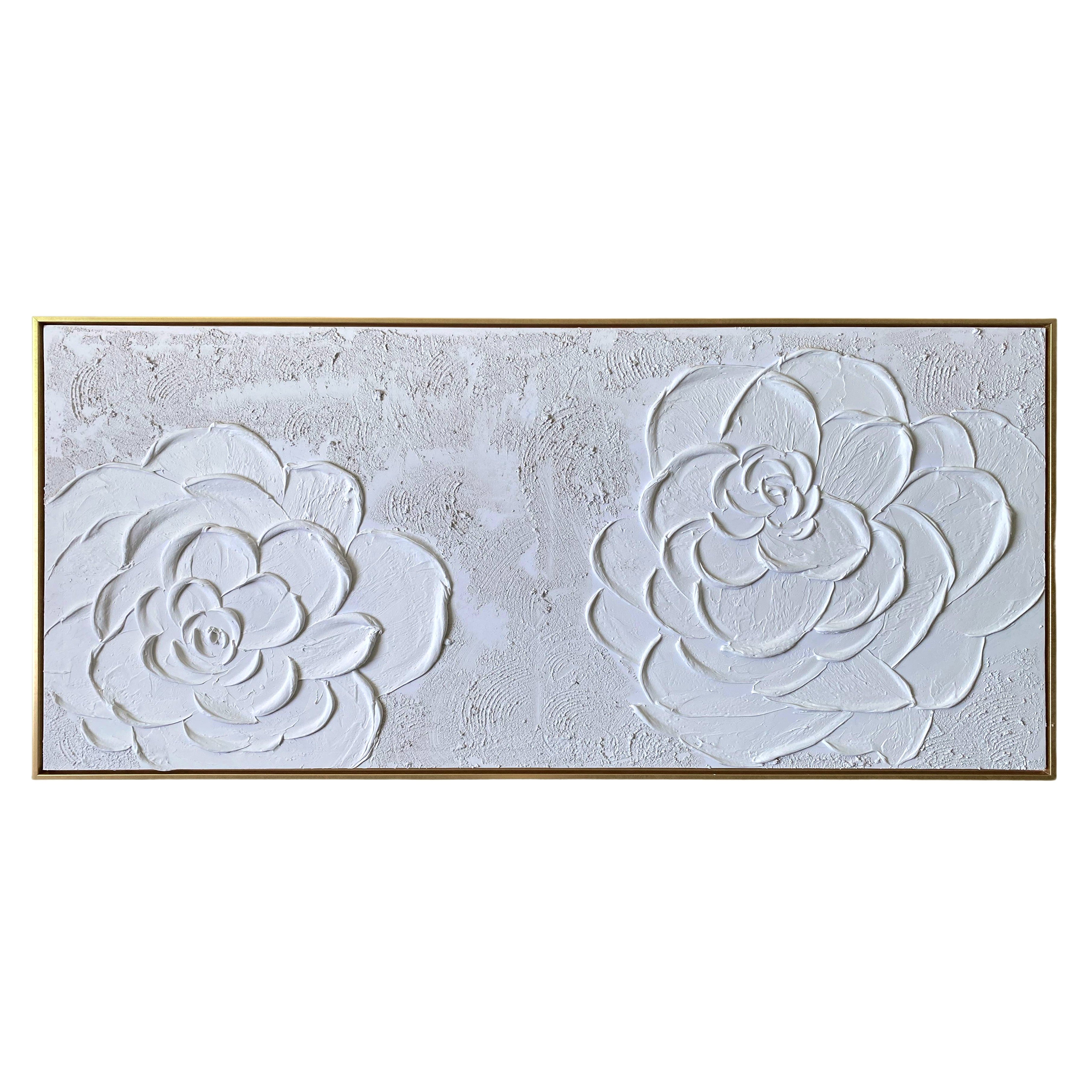QUADRO FLORES BRANCAS 120X60CM