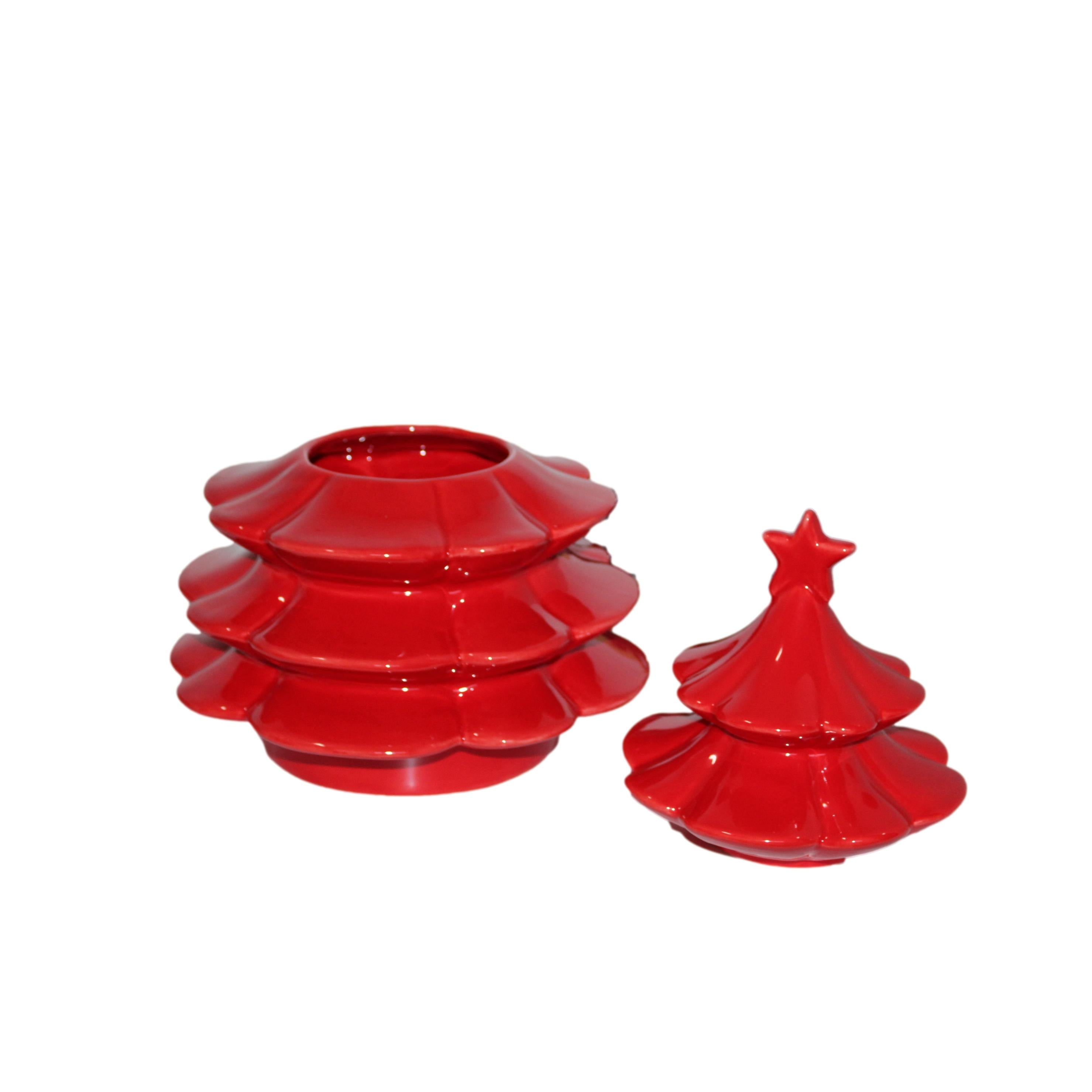 MACETERO ARBOL NAVIDAD ROJO 23X27CM