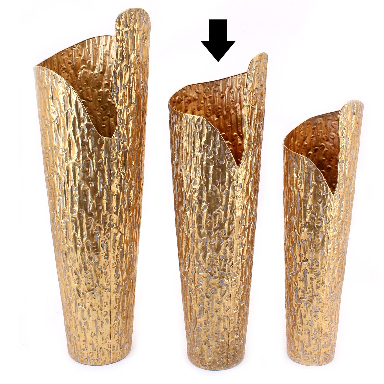 FLOREIRA METAL DOURADA 80X22CM
