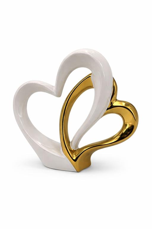 CORAÇÕES BRANCO/DOURADO 24,5X6,5X21,5Cm