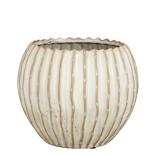 Jarrón beige/marrón 28,5x23cm