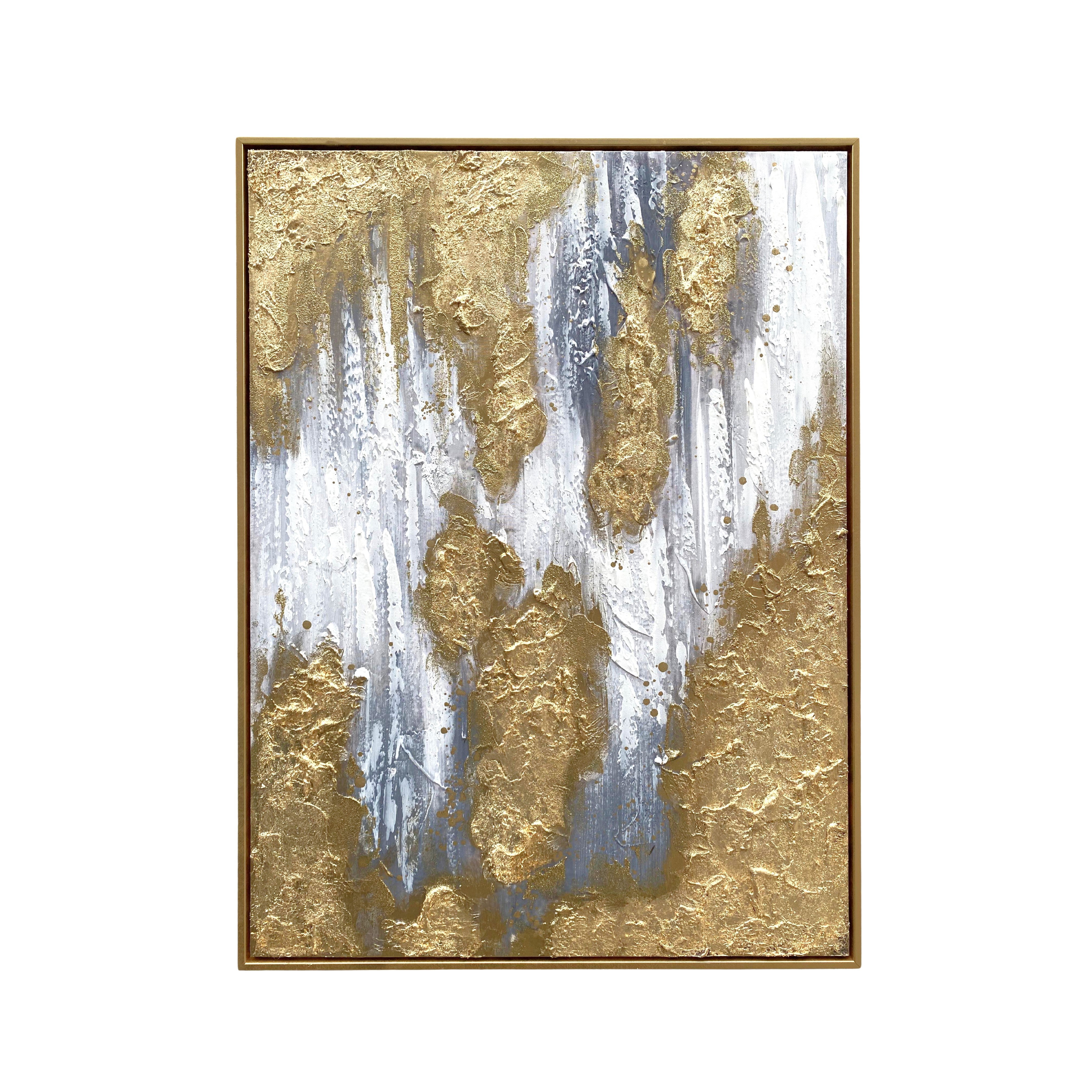 QUADRO ABSTRATO DOURADO 60X80CM