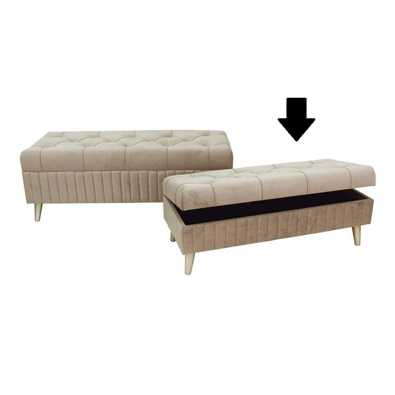 BANQUETA TAUPE C/ ARRUMAÇÃO 101X41X37Cm