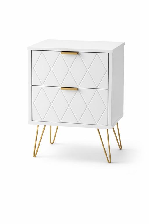 MESA CABECEIRA BRANCA/DOURADA 40X30X37Cm