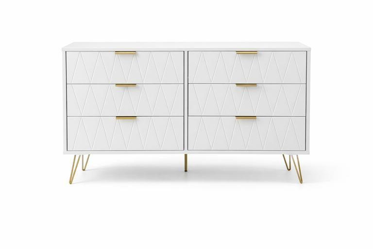 CÓMODA BRANCA/DOURADA 100X34X73Cm