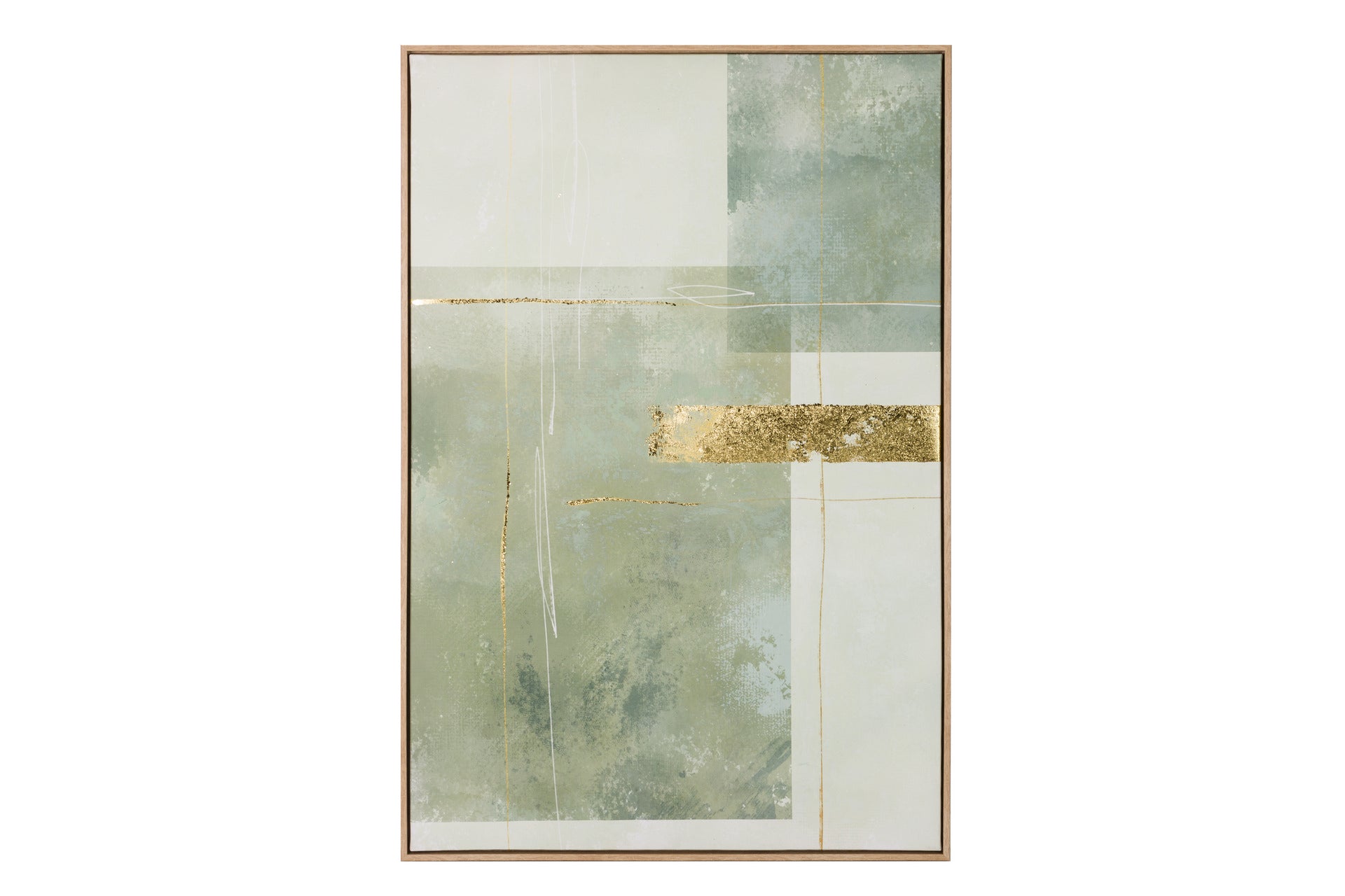 QUADRO ABSTRATO VERDE/DOURADO 83X123CM