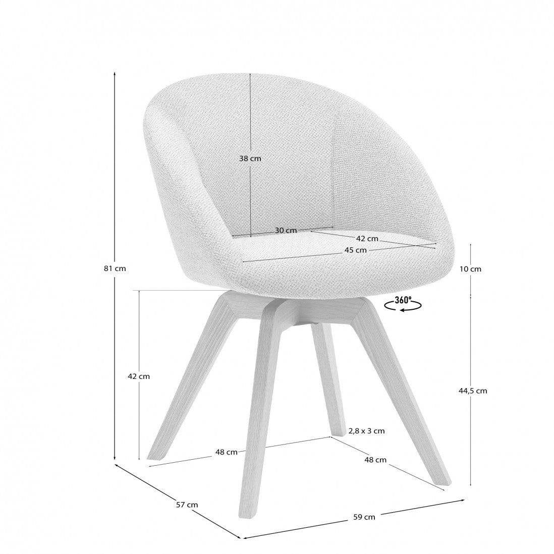 CADEIRA ALLOS CREME 59X58X81Cm