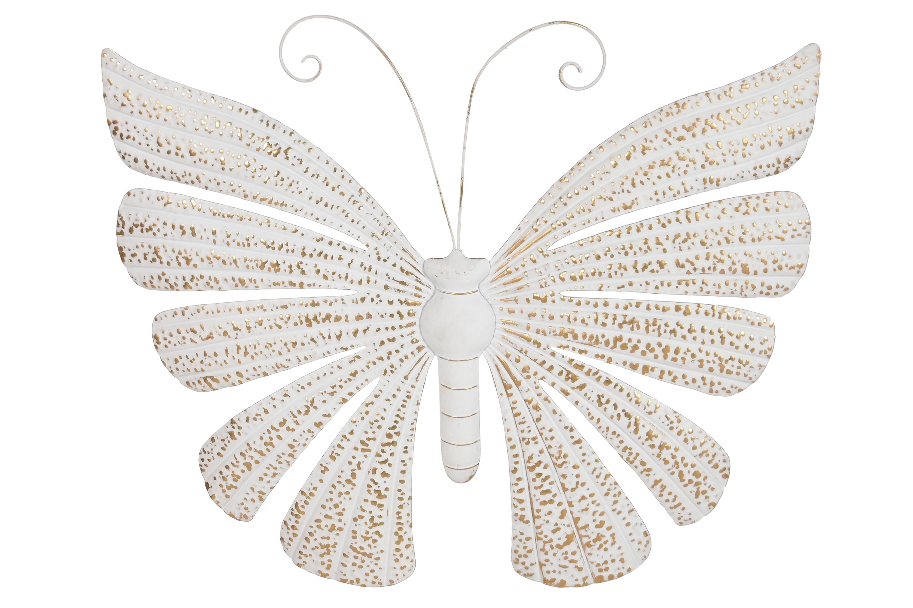 BORBOLETA METAL BRANCA/DOURADA 84X72Cm