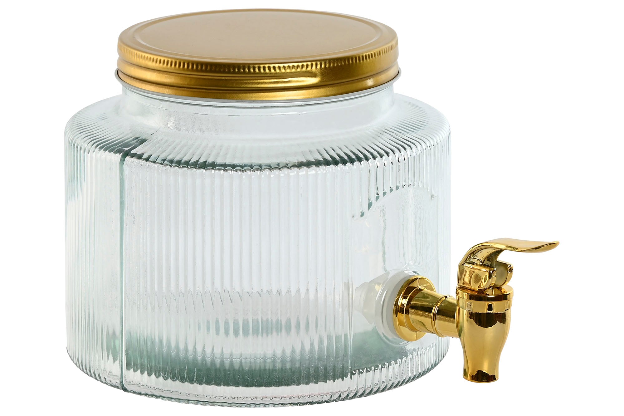 DISPENSADOR BEBIDA VIDRO/DOURADO 18X18X15CM