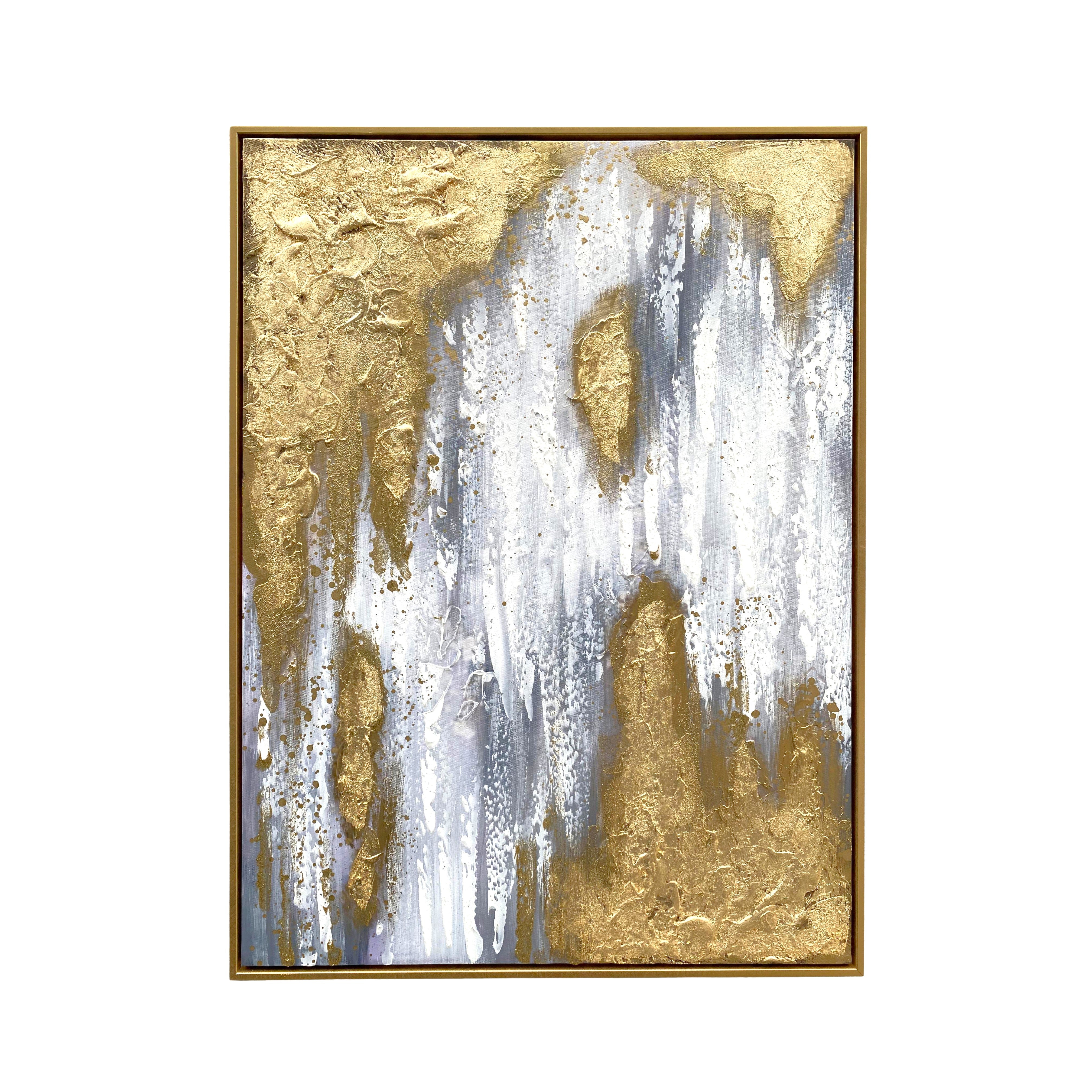QUADRO ABSTRATO DOURADO 60X80CM