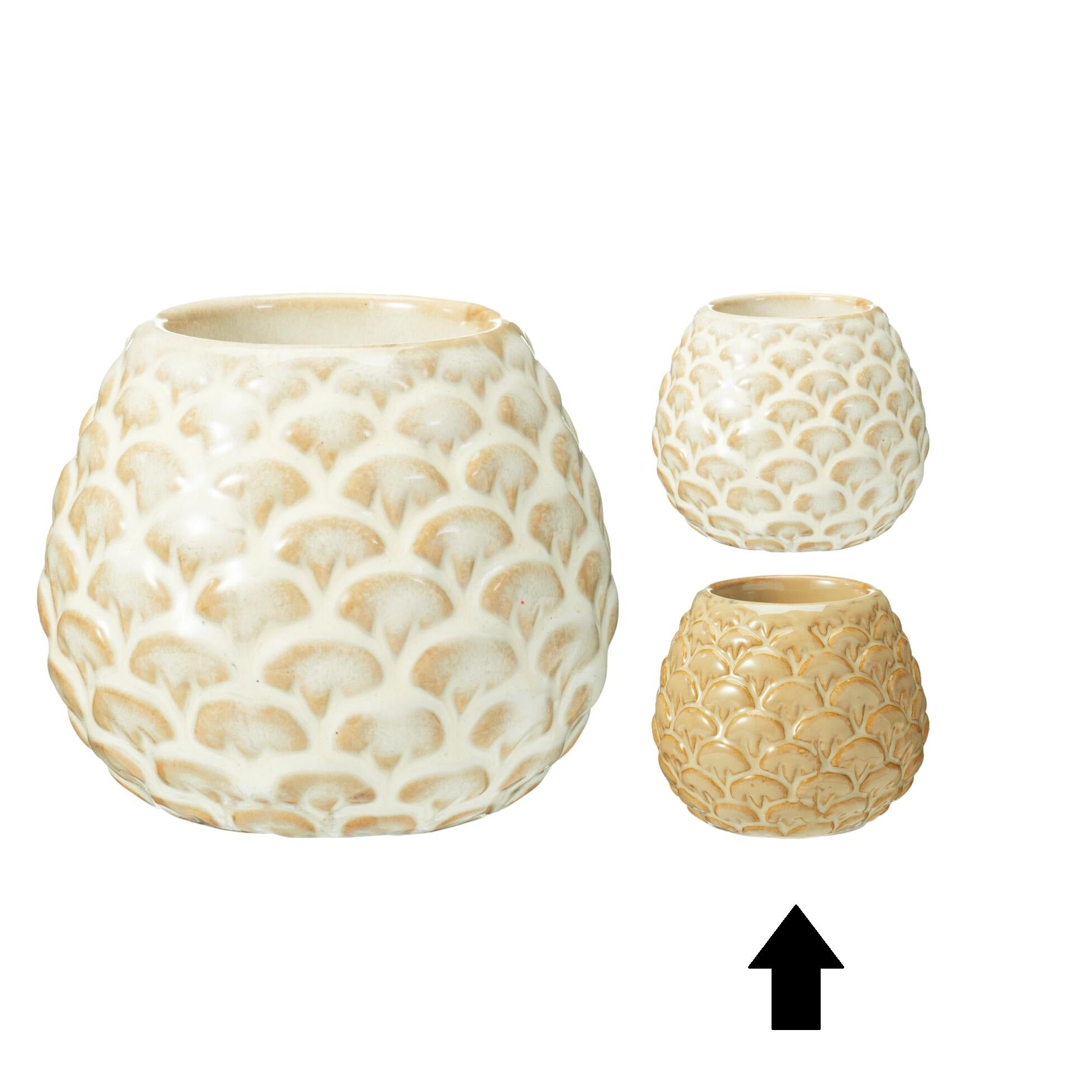 CASTIÇAL PINHA BEGE 8X7Cm