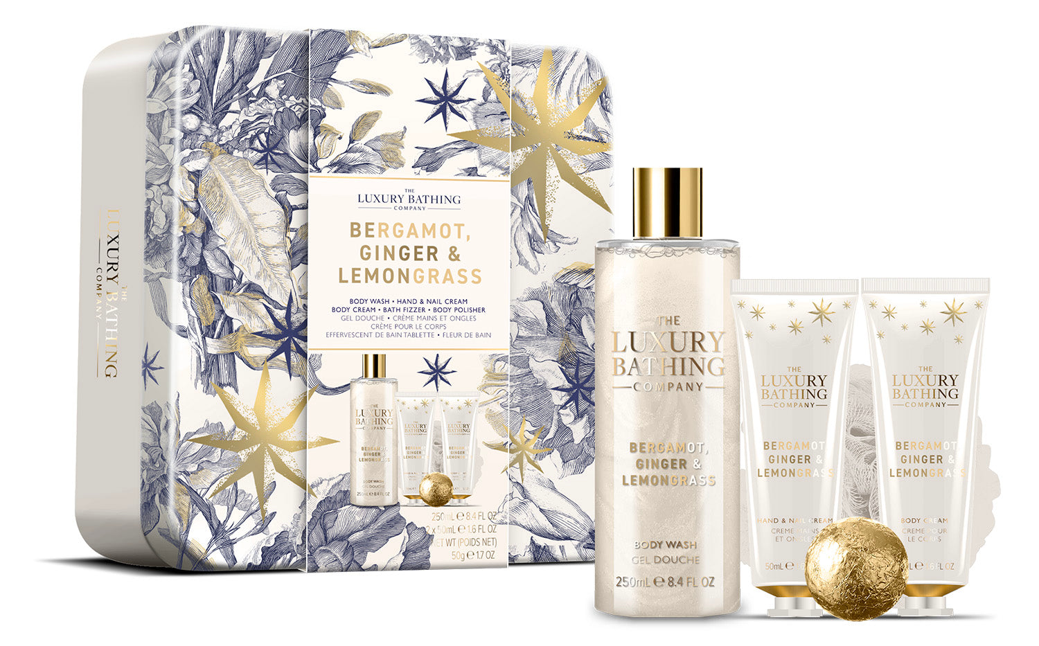 COFFRET CAIXA METAL + 5 PRODUTOS BERGAMOT, GINGER & LEMONGRASS