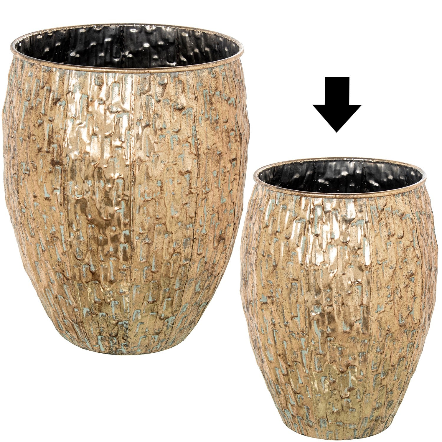 FLOREIRA METAL DOURADA 34X34X44CM