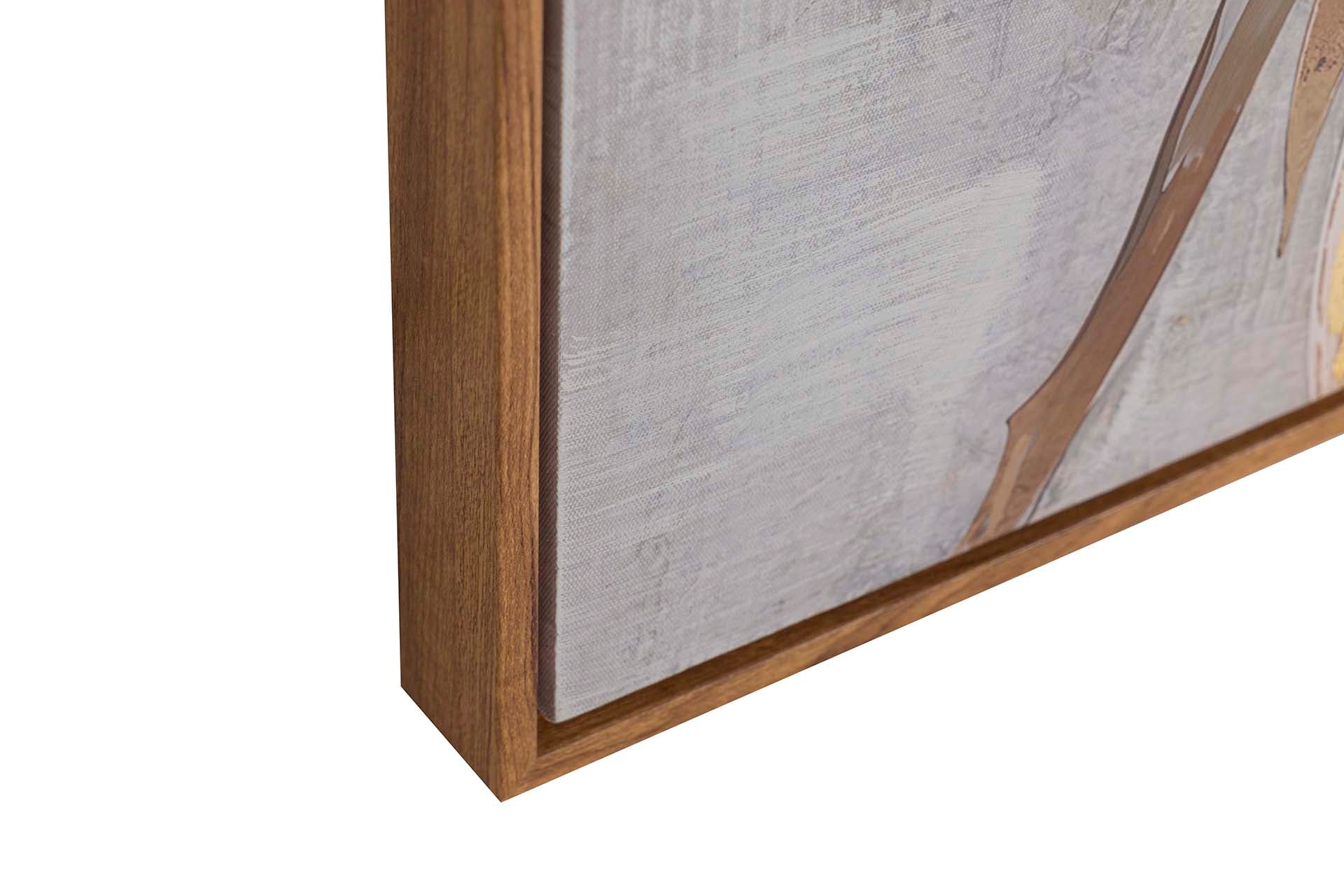 QUADRO FLOR BRANCO/DOURADO 60X60Cm