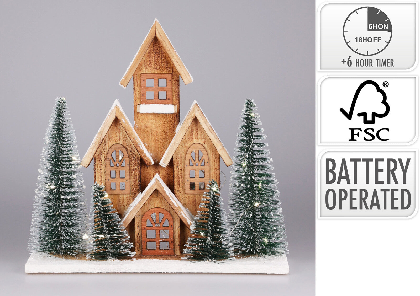 CASA MADEIRA C/ LED 30Cm