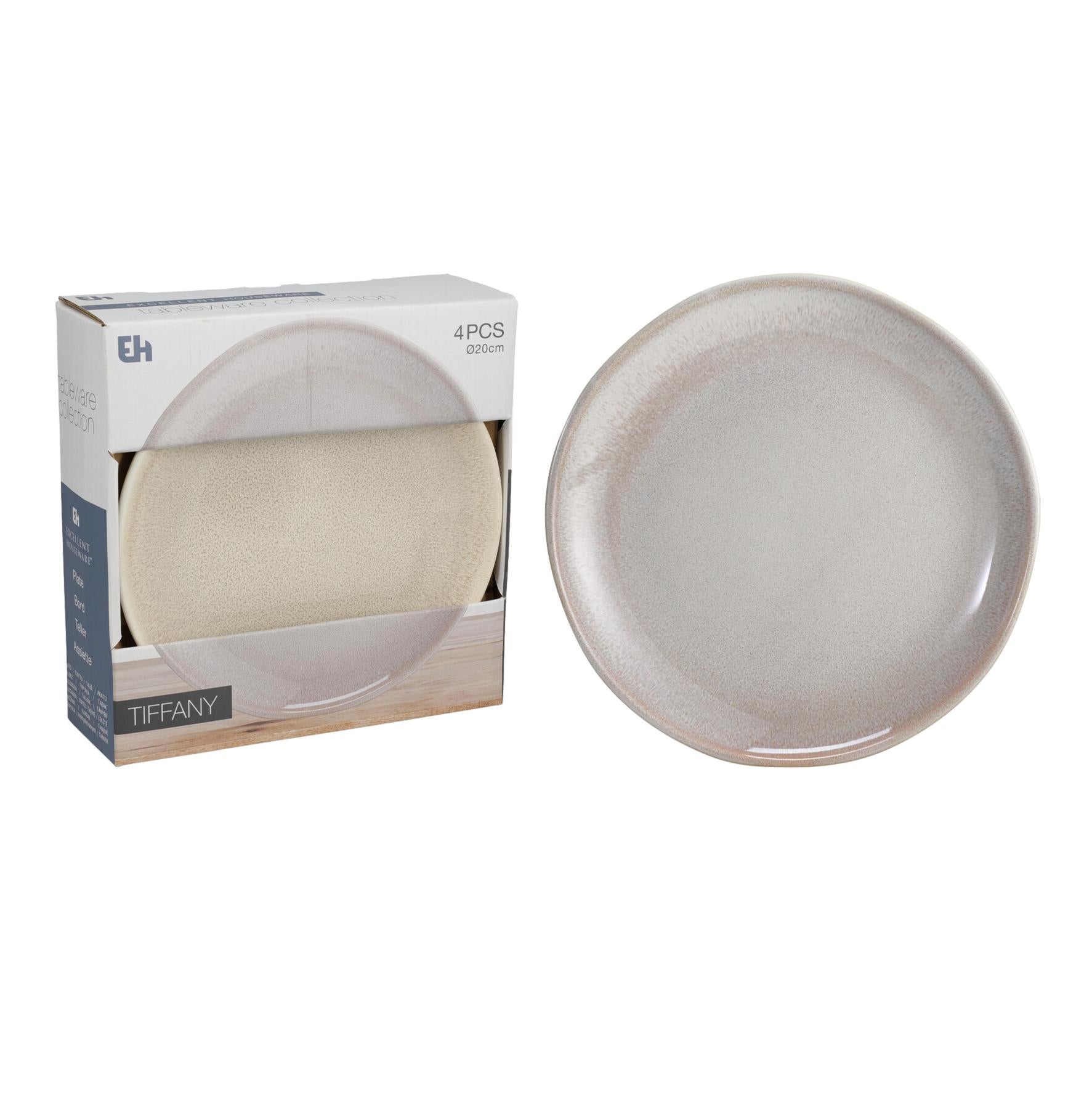 CONJ. 4 PRATOS RASOS BEGE 20Cm