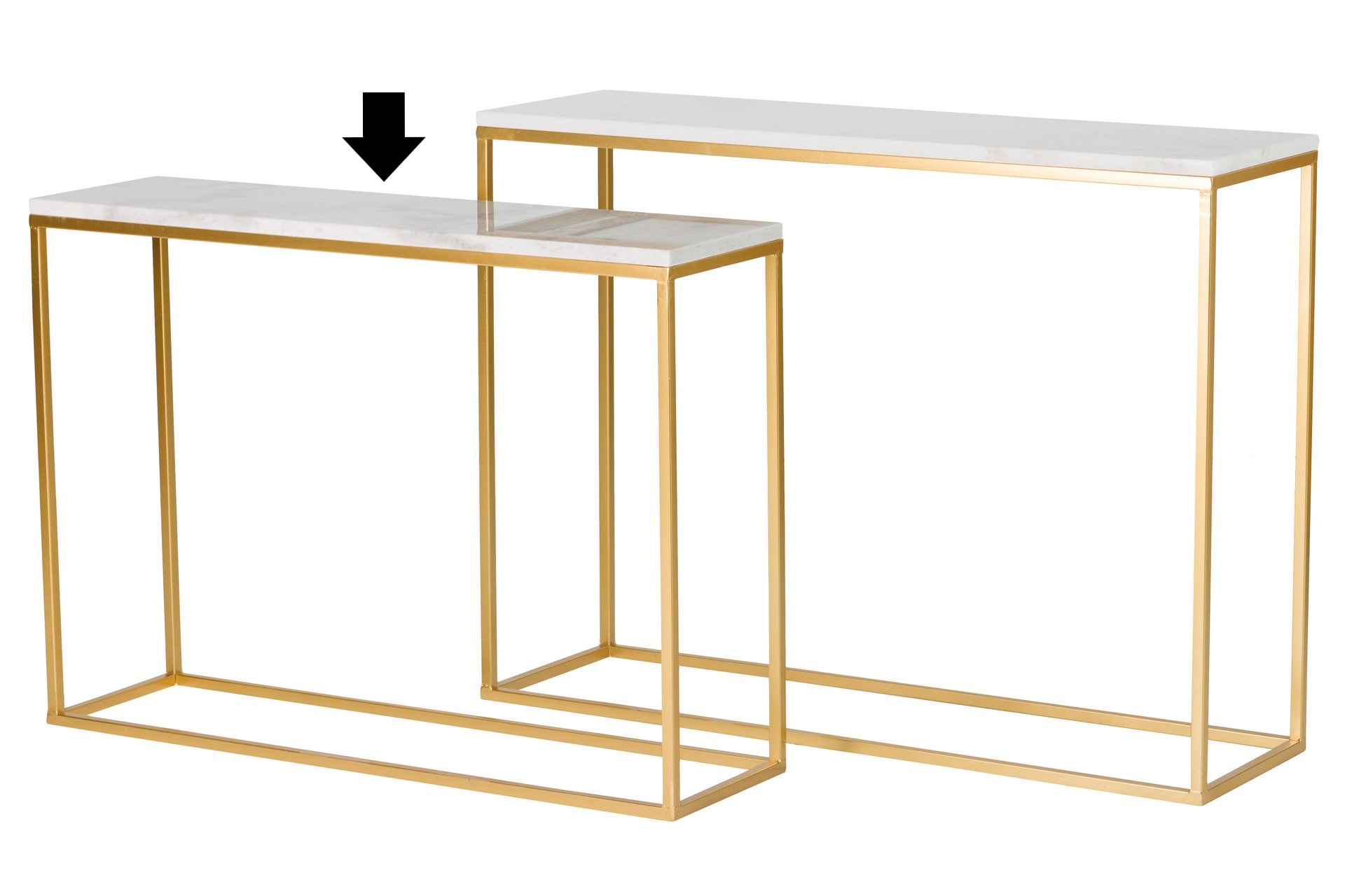 CONSOLA DOURADA/MÁRMORE 91X26X66CM