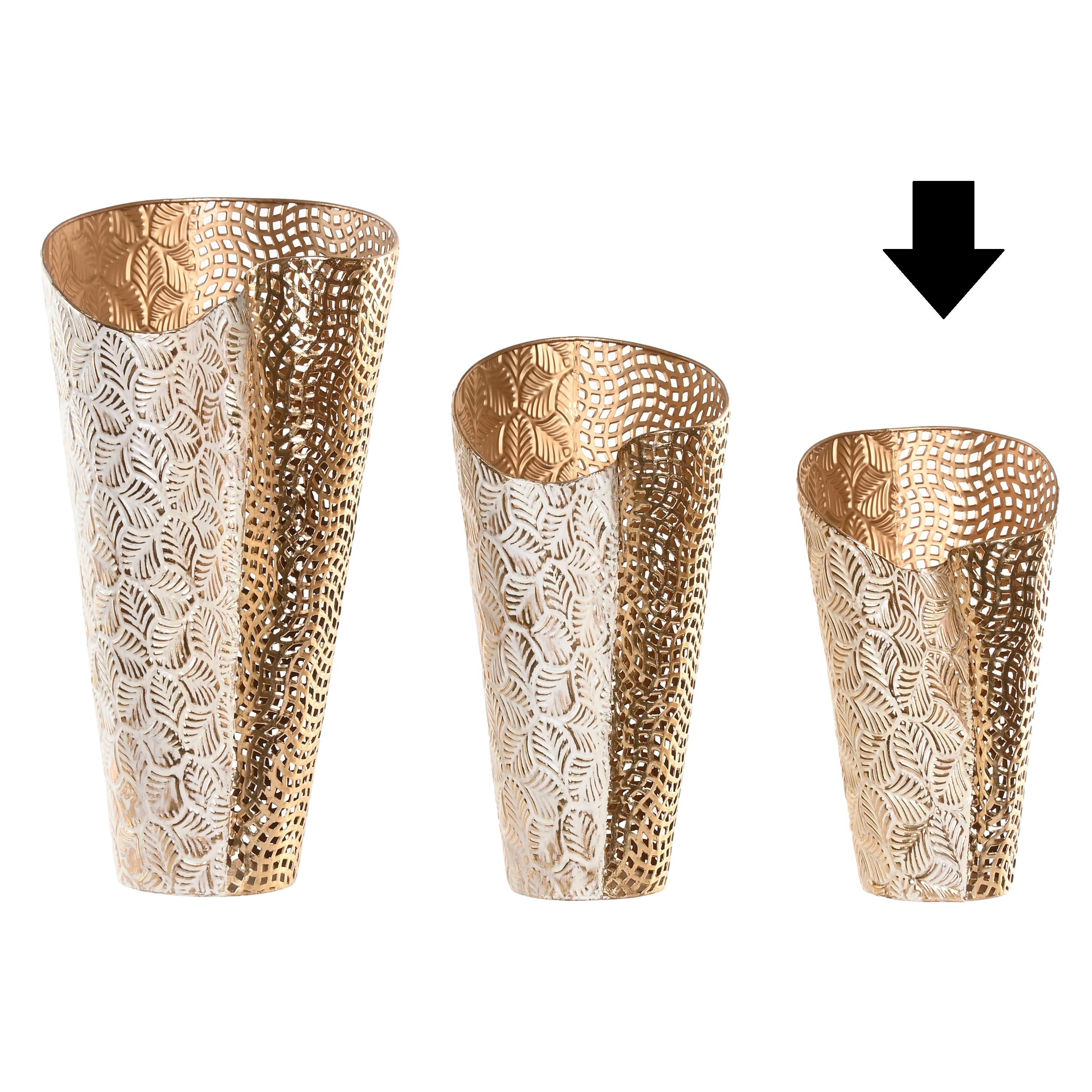 JARRA METAL BRANCA/DOURADA 21X37Cm