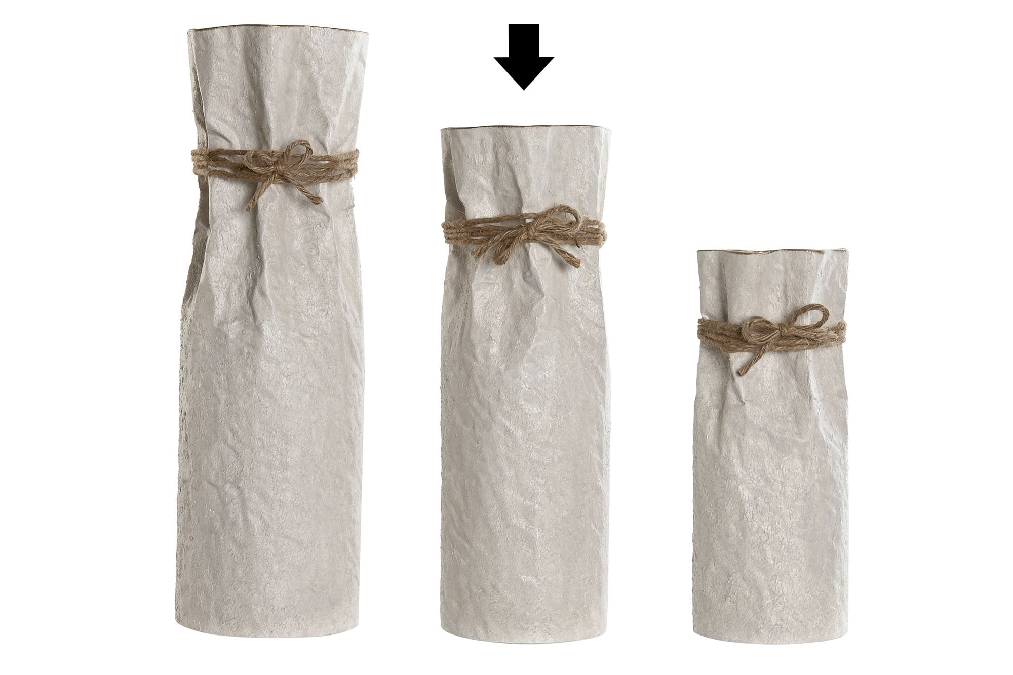 JARRA BEGE METAL/CORDA 15X46CM