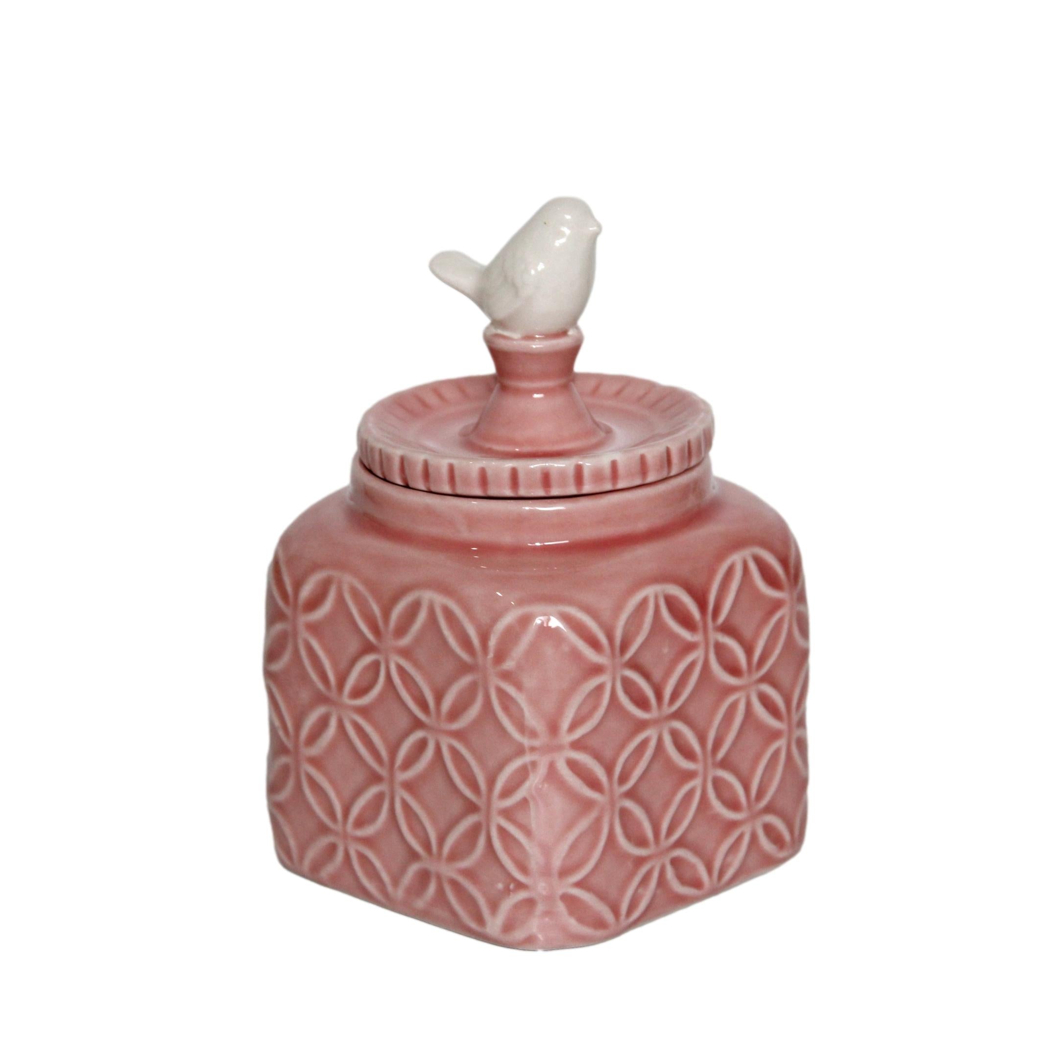 POTE ROSA C/ PÁSSARO 14X9,5CM