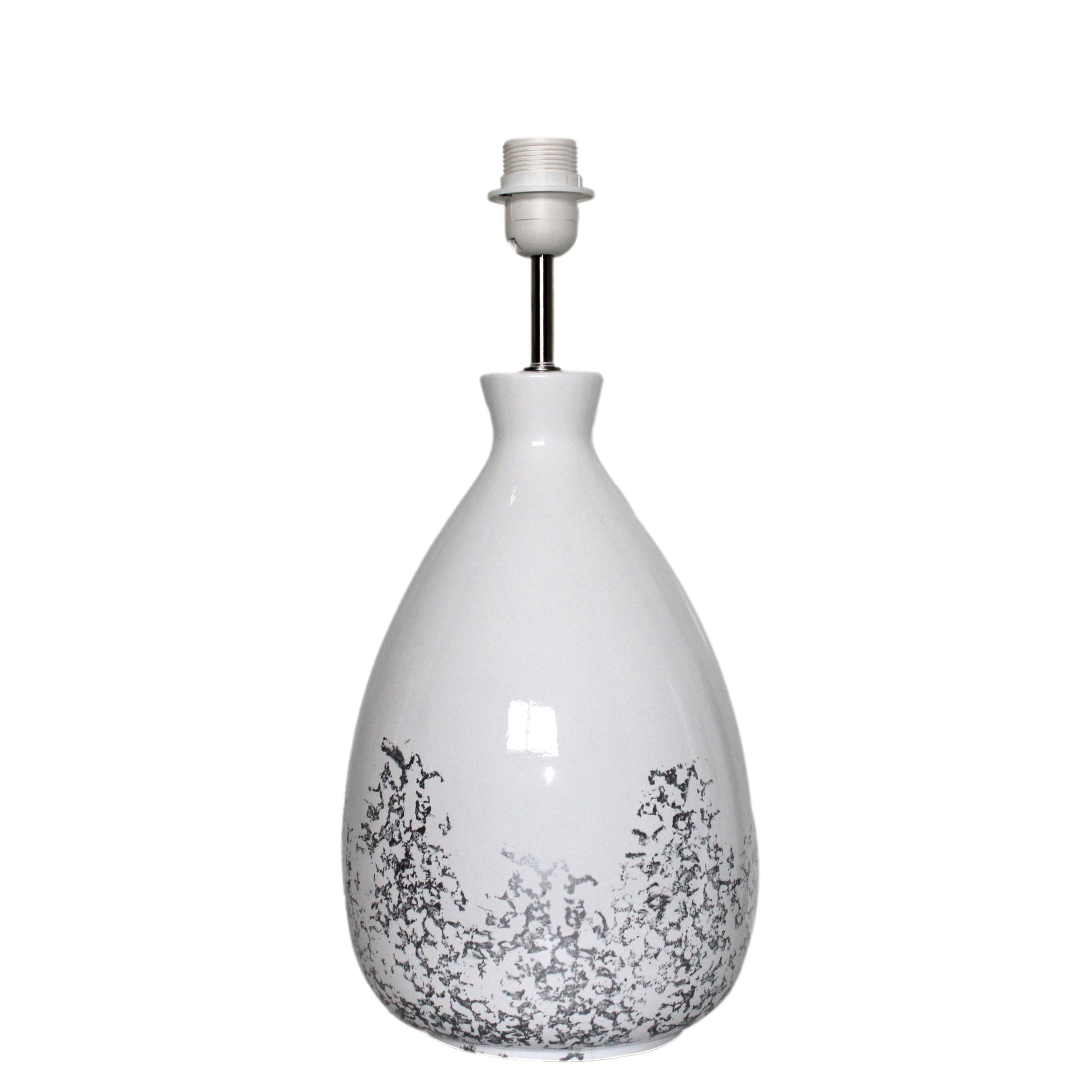 BASE CANDEEIRO GOTA PRATA/BRANCO 20X48CM