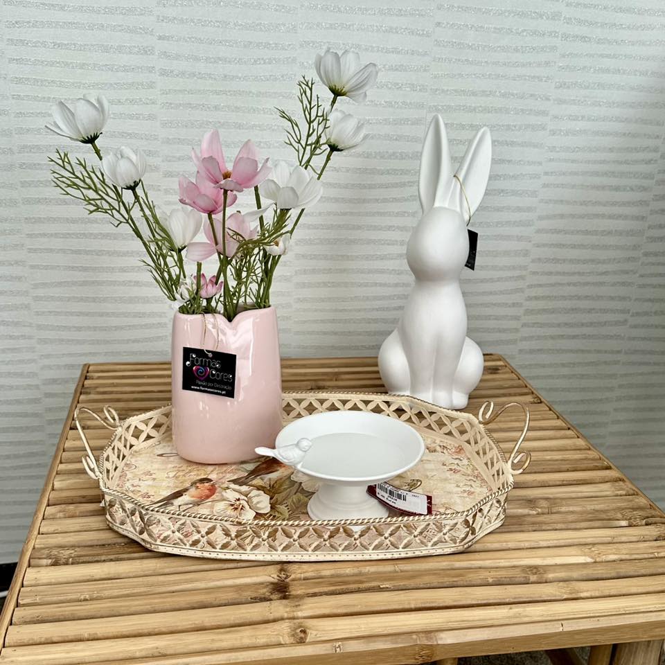 COELHO SENTADO BRANCO 13X33CM