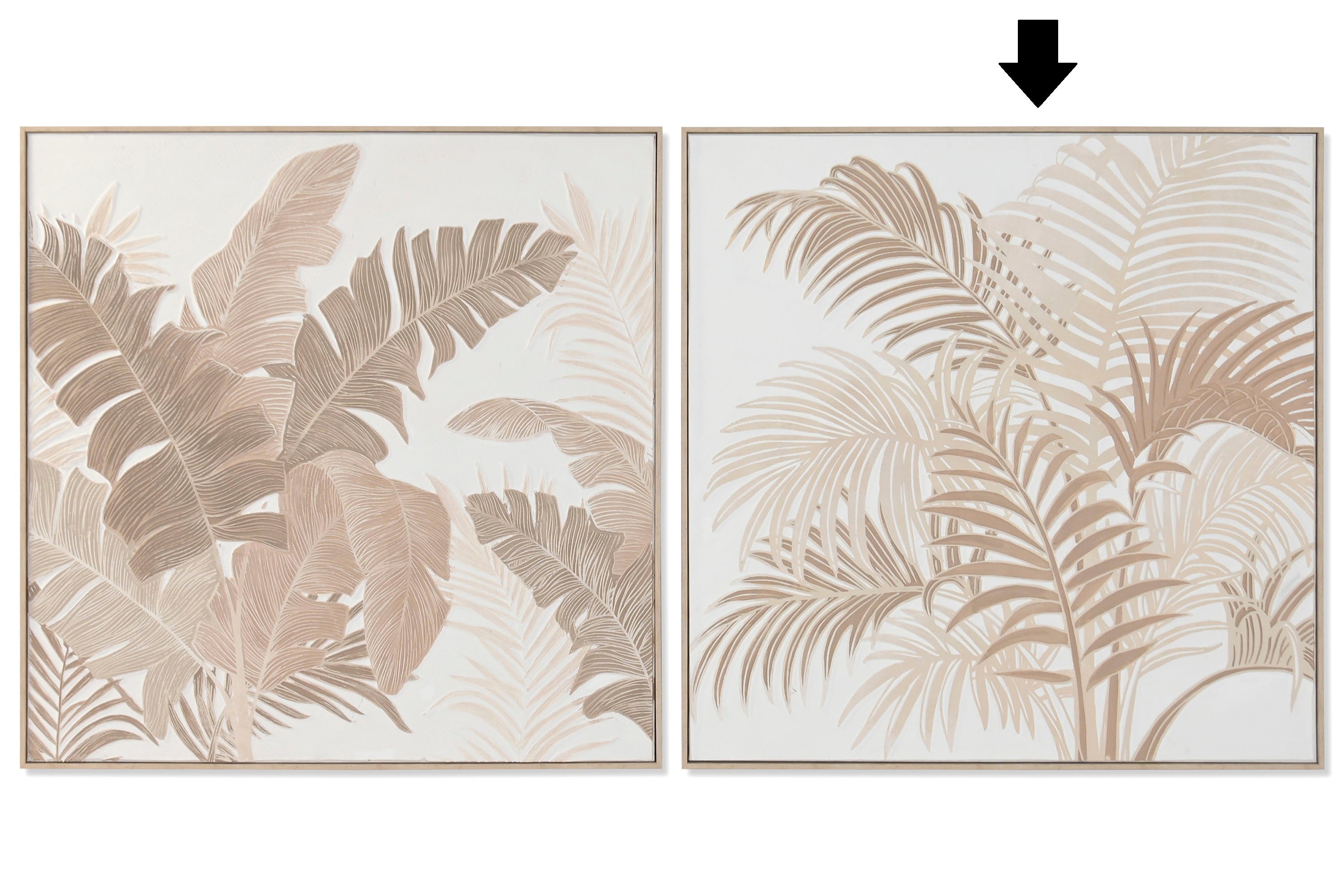 QUADRO PALMEIRA BEGE 102,5X102,5Cm