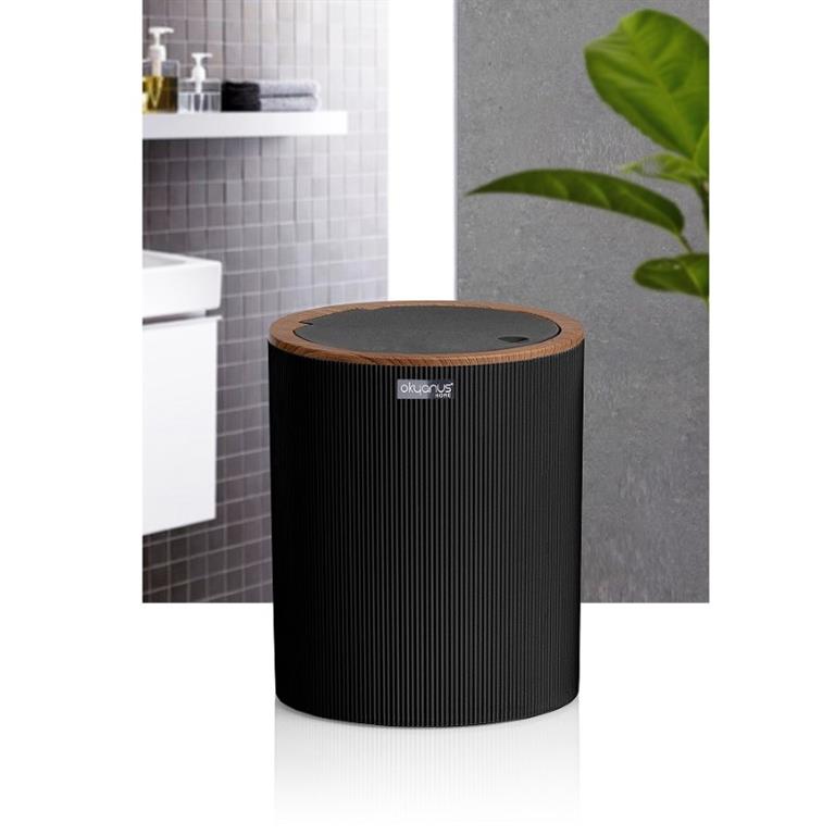 BALDE DO LIXO PRETO/BAMBU 19X22,5CM