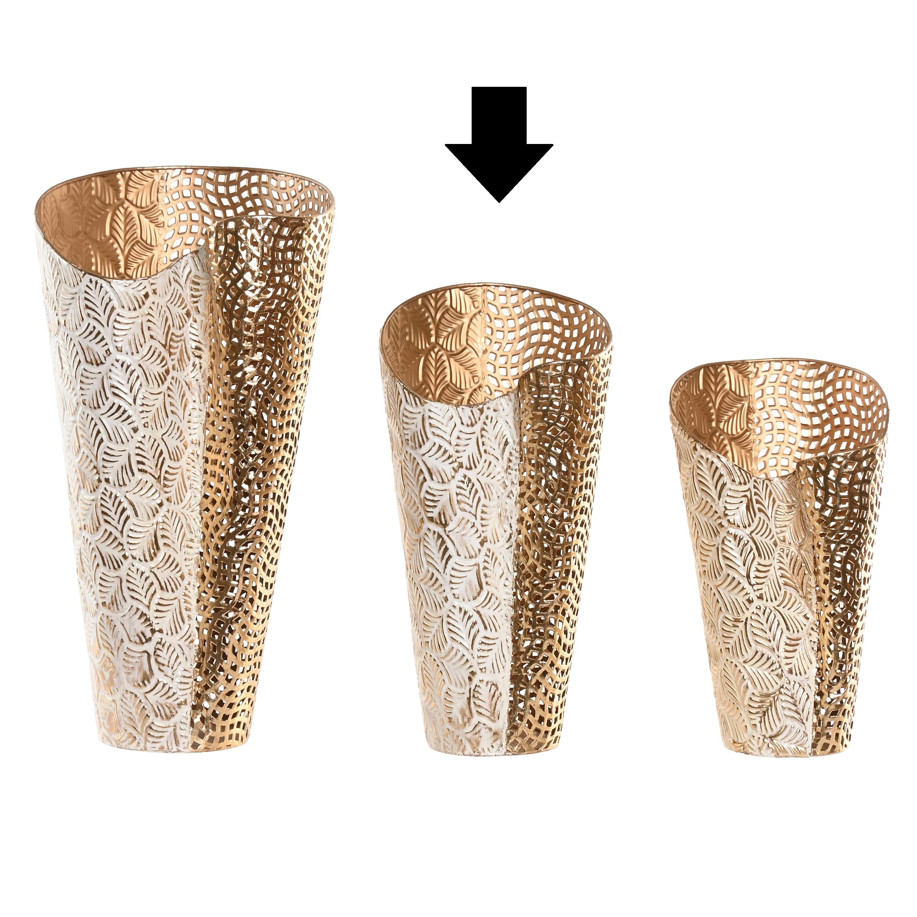 JARRA METAL BRANCA/DOURADA 23X45Cm