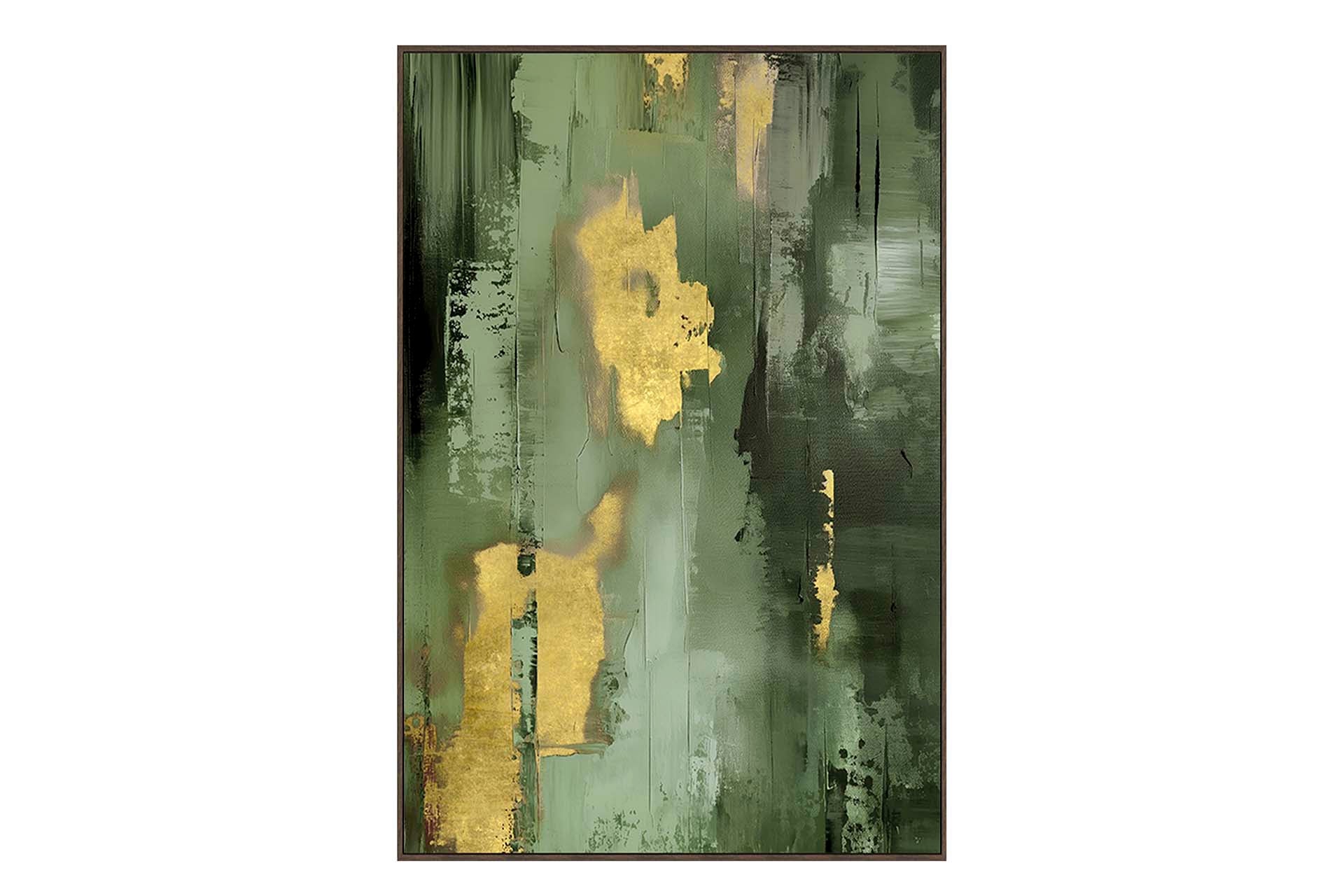 QUADRO ABSTRATO VERDE/DOURADO 83X123CM