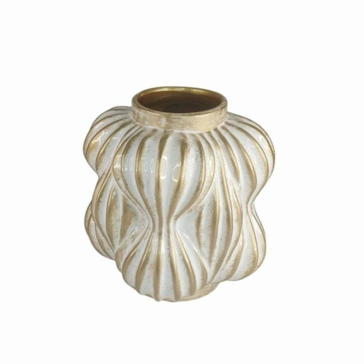 JARRA BRANCA/DOURADA 18X21Cm