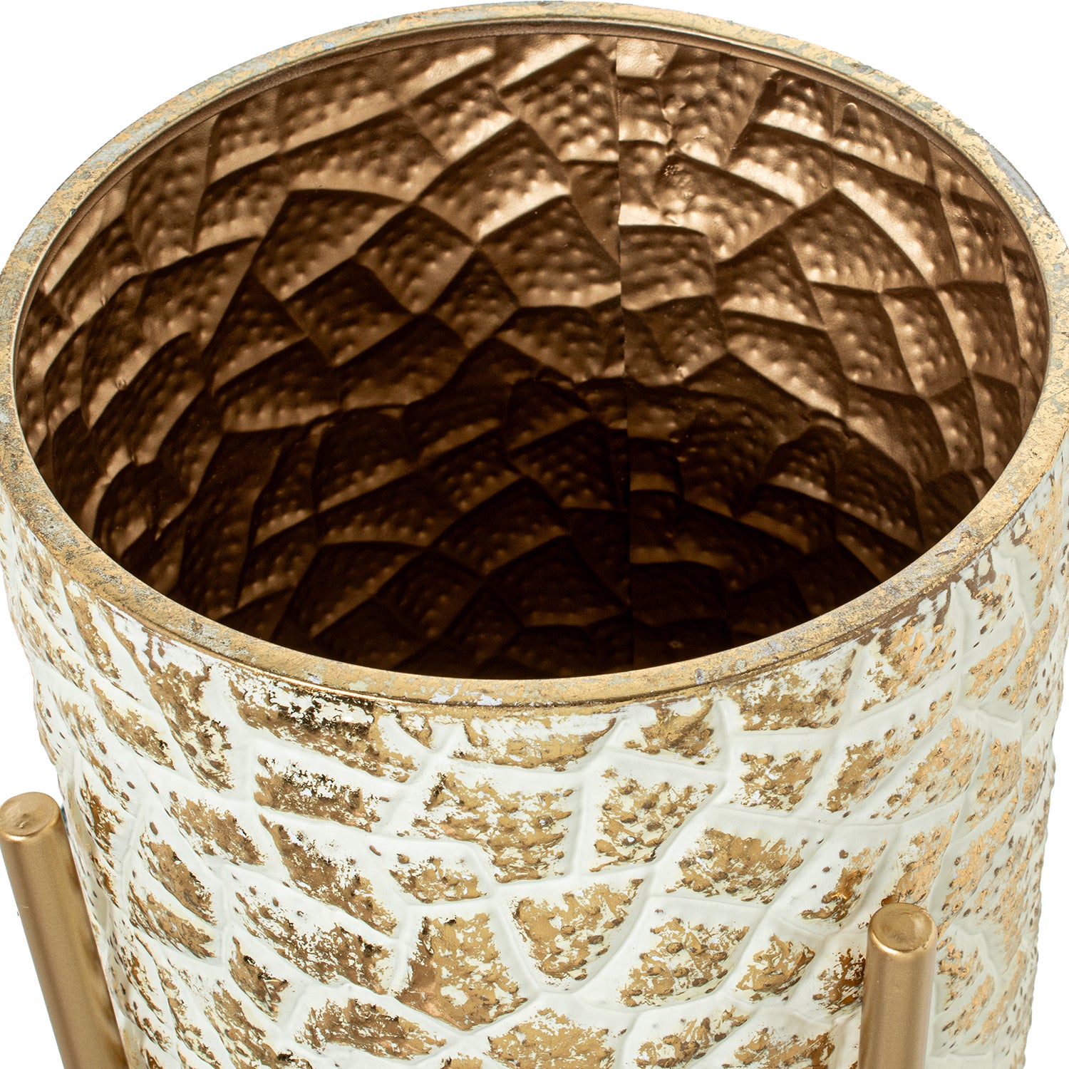 FLOREIRA BRANCA/DOURADA 49X33CM