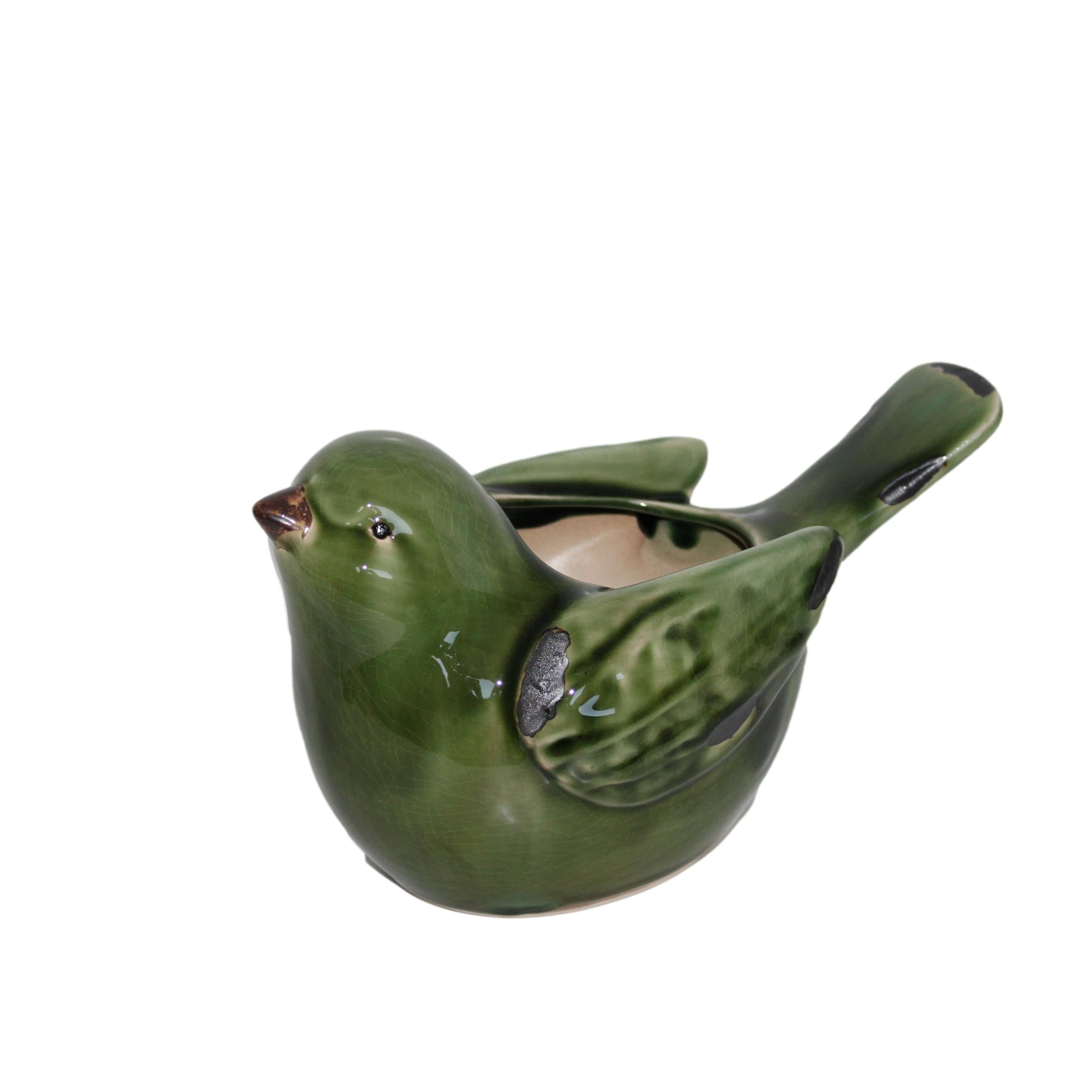 TAÇA PÁSSARO VERDE 23X13X14CM