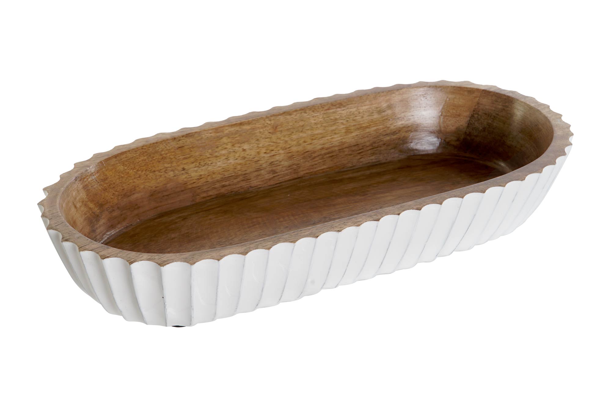 CENTRO MESA MADEIRA/BRANCO 32X15X5CM