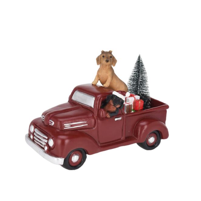 CARRO NATAL VERMELHO C/ CÃES 36CM