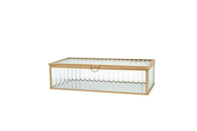 CAIXA VIDRO/DOURADA 23X10,5X6CM