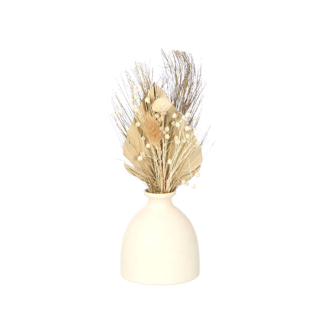 JARRÓN FLORES BEIGE 10.5X10.5X30CM