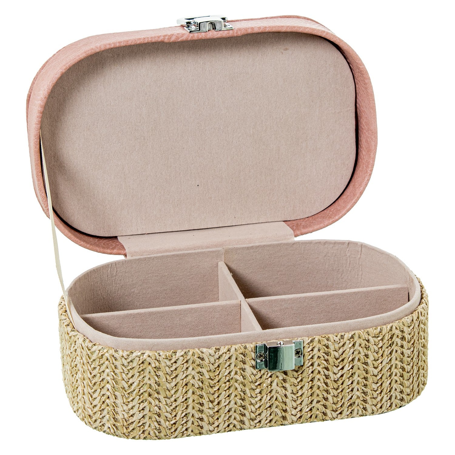 GUARDA-JÓIAS RATTAN/ROSA 18X12X8Cm