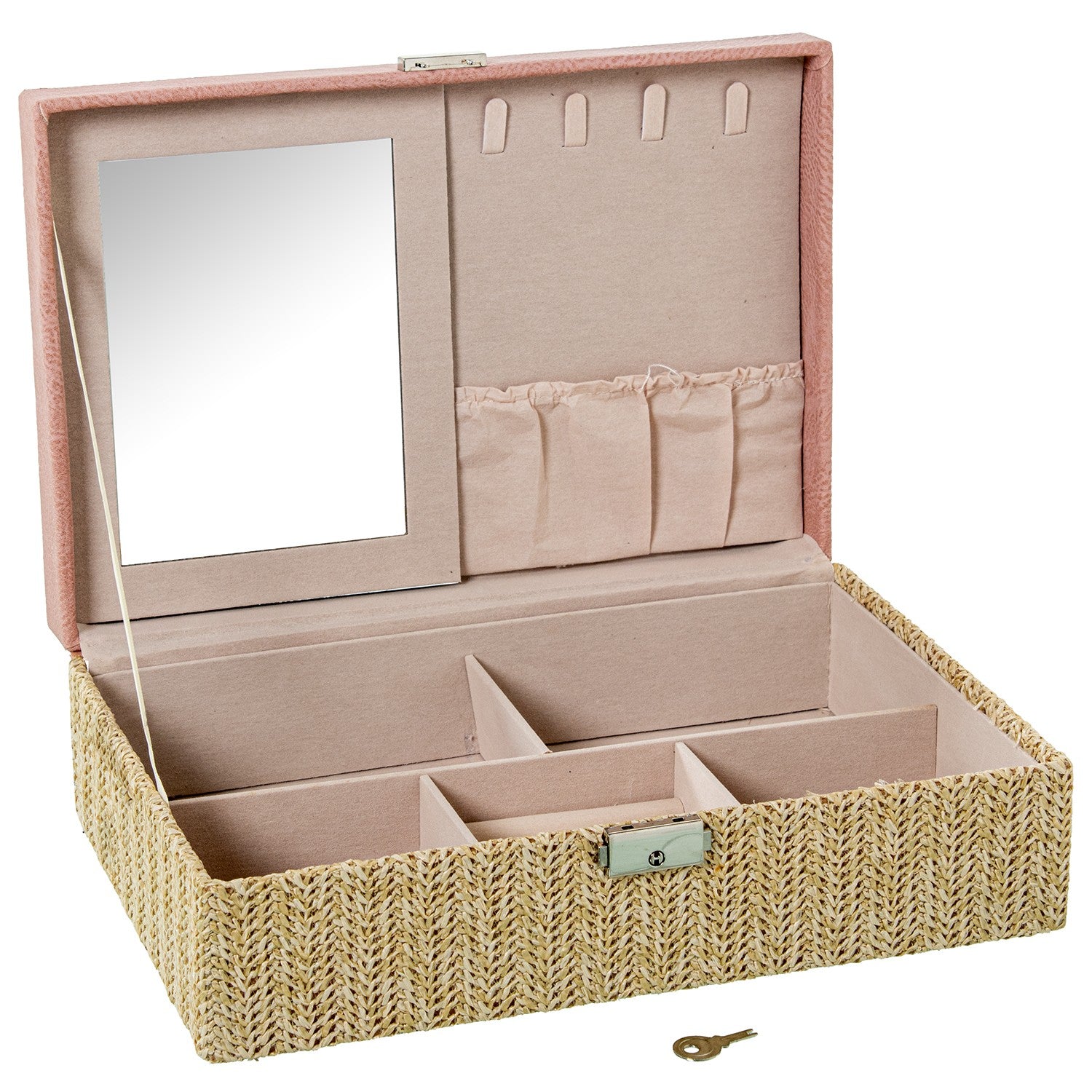 GUARDA-JÓIAS RATTAN/ROSA 30X20X9,5Cm