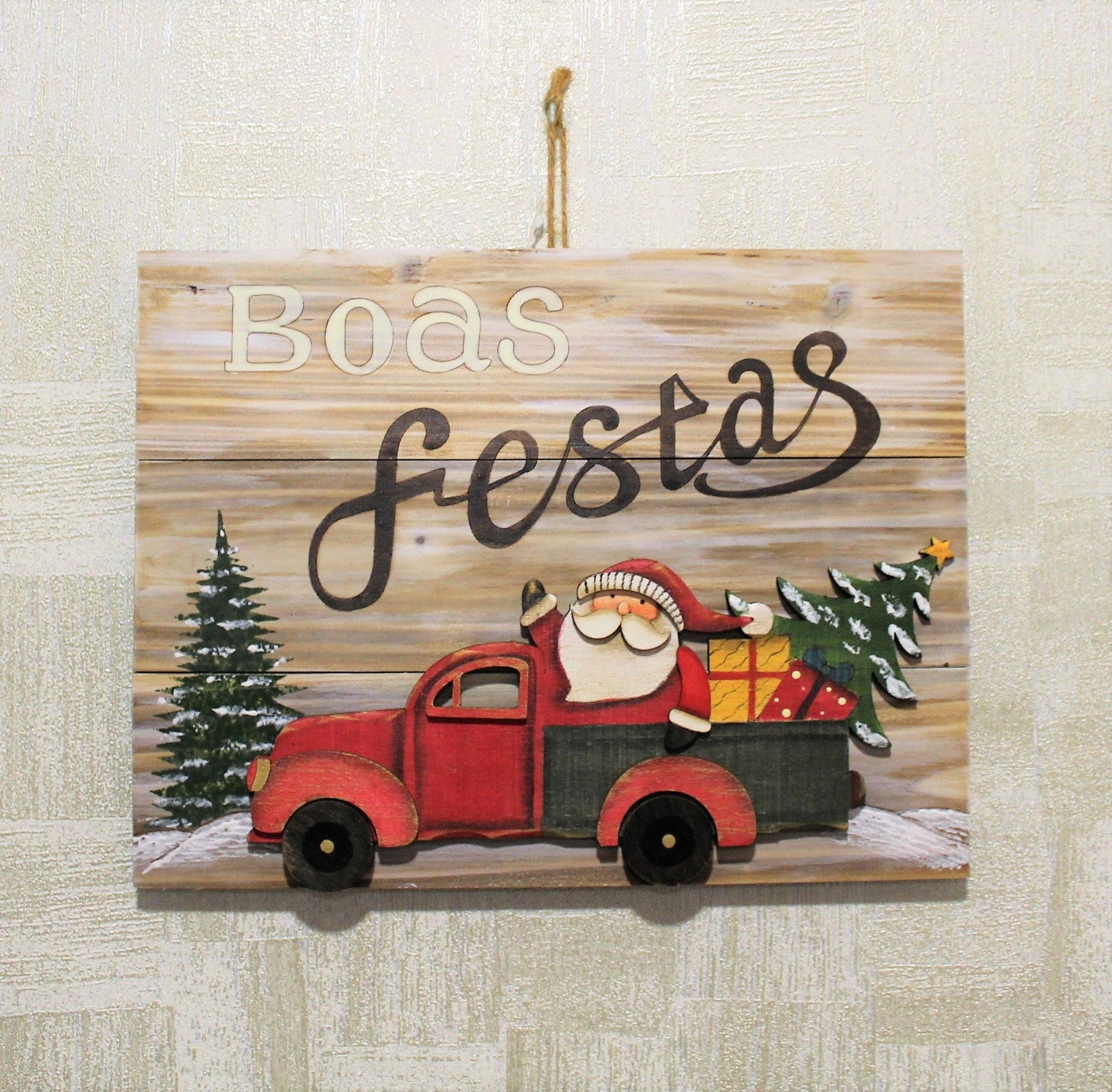 LETRERO FELICES FIESTAS 31X24CM