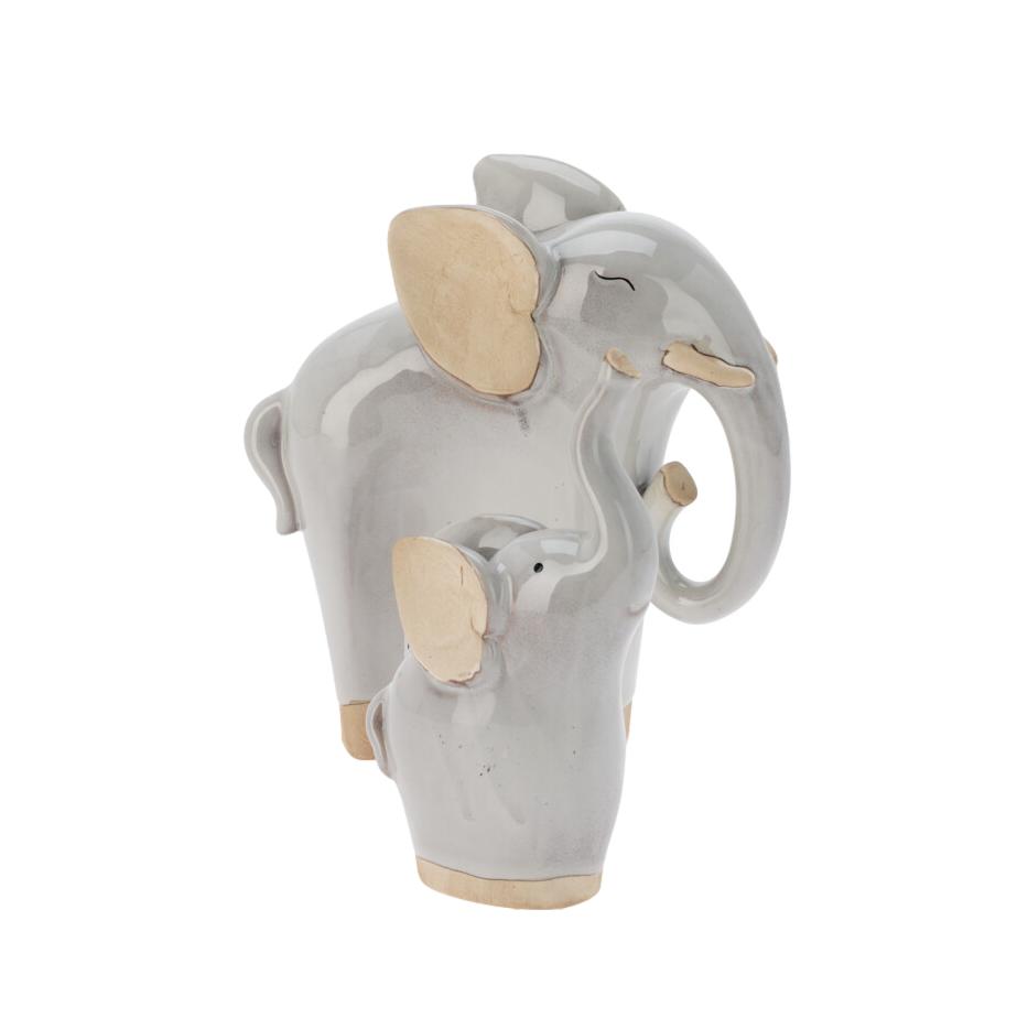 CONJ. 2 ELEFANTES CINZA 19x11x19CM