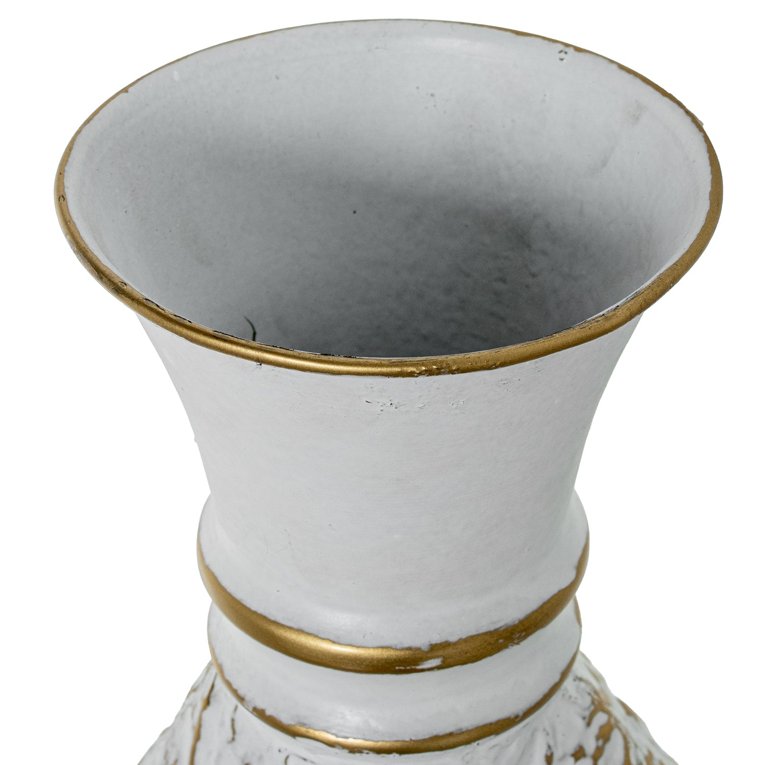 JARRA METAL BRANCA/DOURADA 39X13X78CM