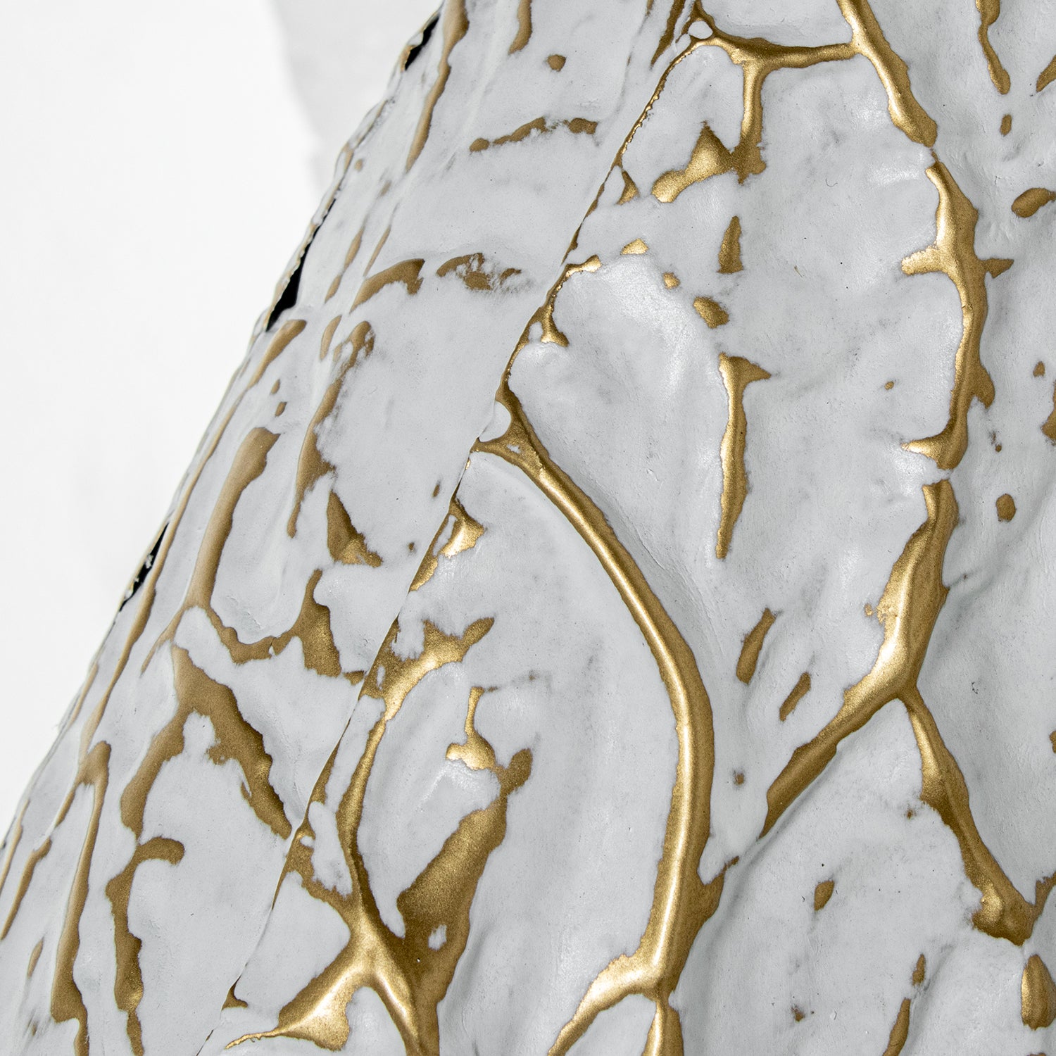 JARRA METAL BRANCA/DOURADA 50X15X95CM