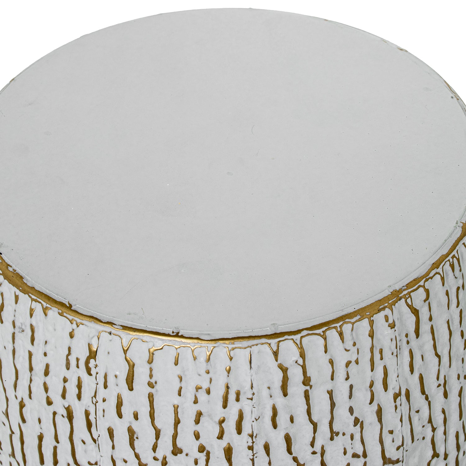 TAMBORETE METAL BRANCO/DOURADO 30X36CM