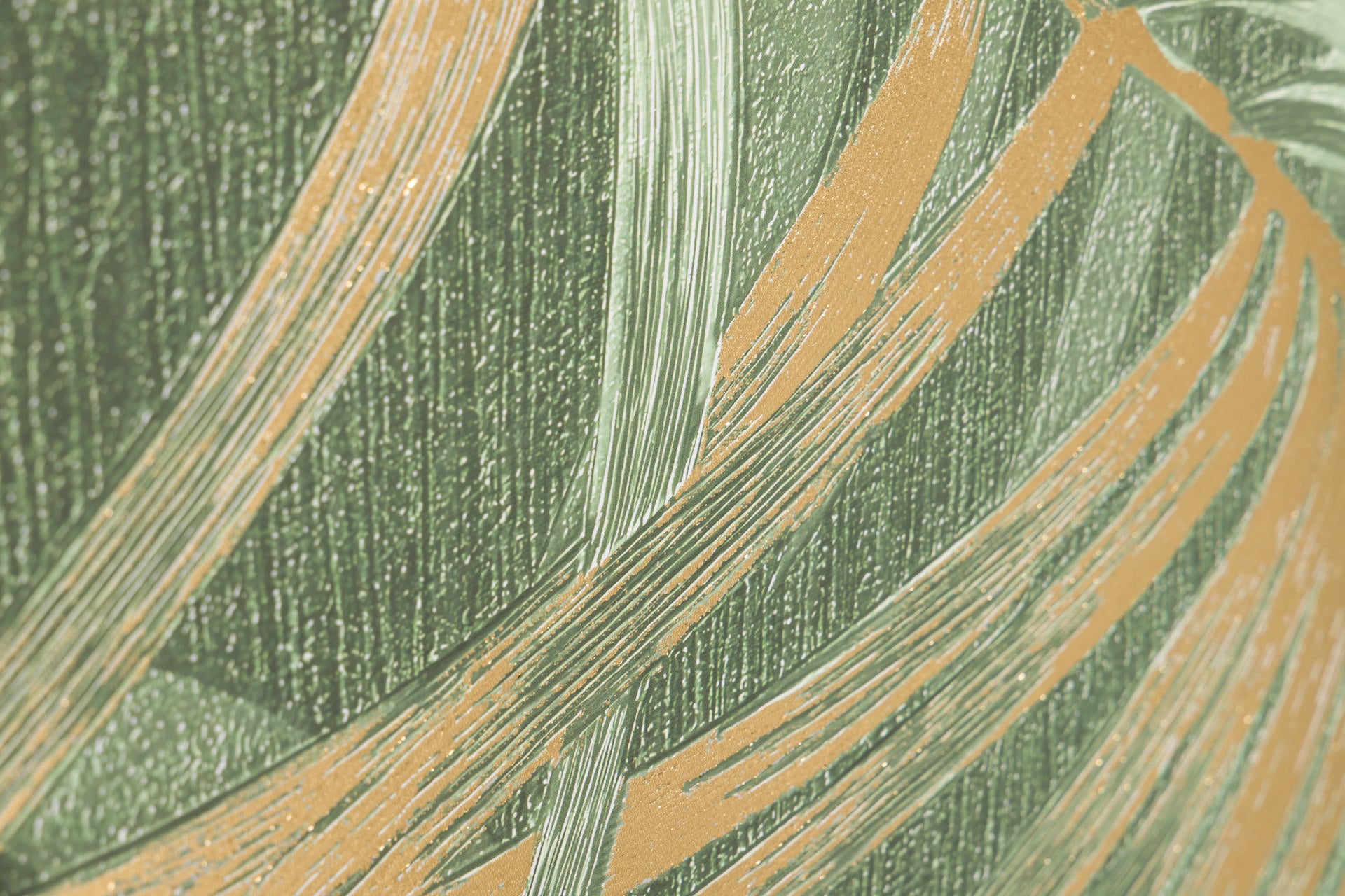 QUADRO FOLHAS VERDE/DOURADO 83X123CM